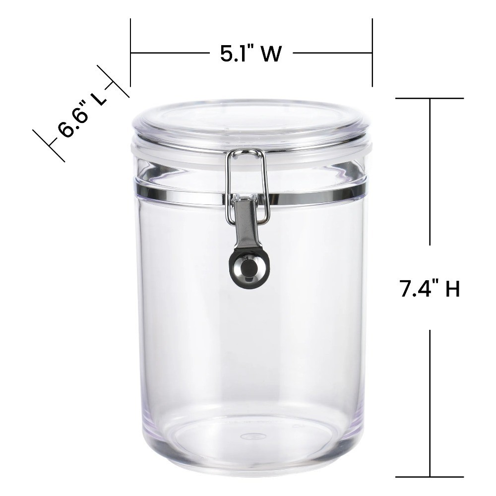 Airtight Clear Plastic Food Storage Canister 33.8 oz Round Medium Stackable