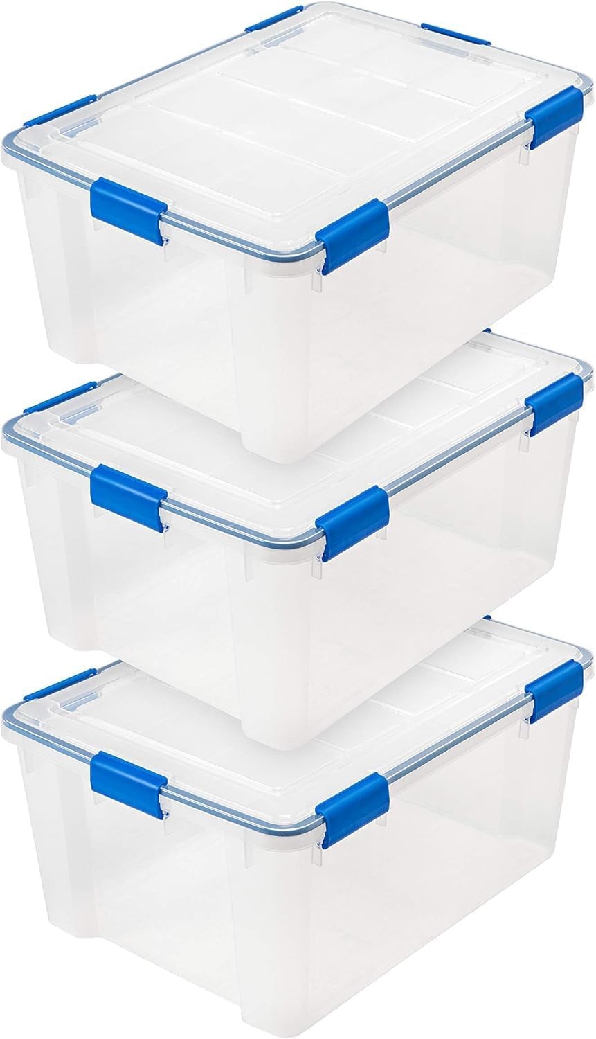 16 Qt Storage Bins W/ Lids 3 Pack BPA-Free Plastic Gasket Box W/ Tight Latch