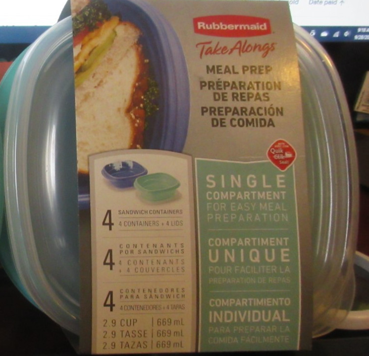 Rubbermaid TakeAlongs 2.9 Cup Meal Prep 4-Containers, 4-lids
