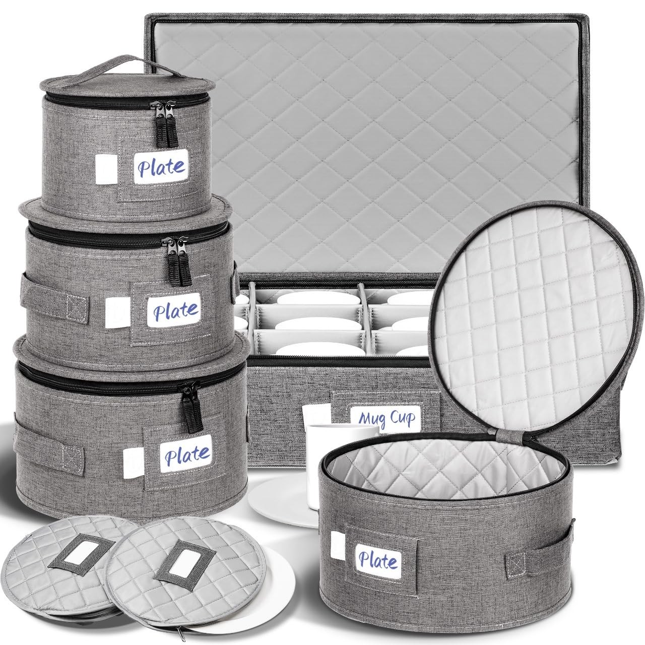 China Storage Containers for 12 Place Setting with Two Plate Bags, 5 Pcs Hard…