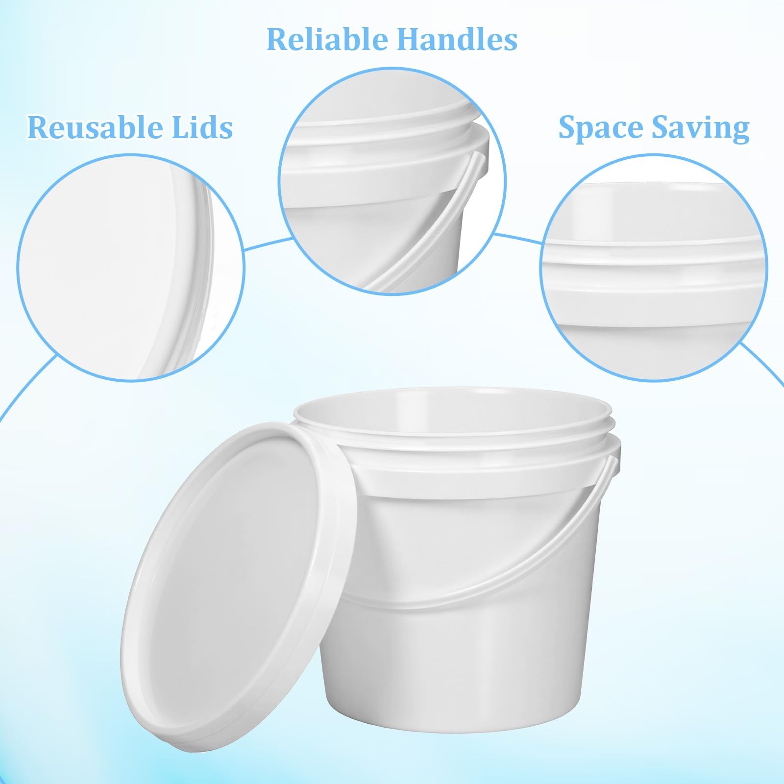 1/2 Gallon Small Plastic Buckets with Lids & Handles, 8 Pack 2 Quart Leak-Pro…