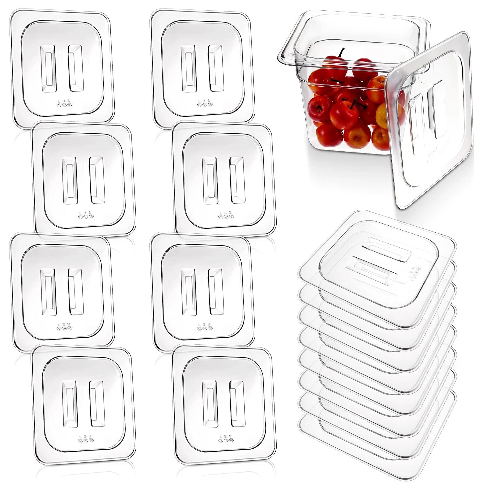 Universal Polycarbonate Food Pan Lids Covers with Handle, 1/6 Size Clear