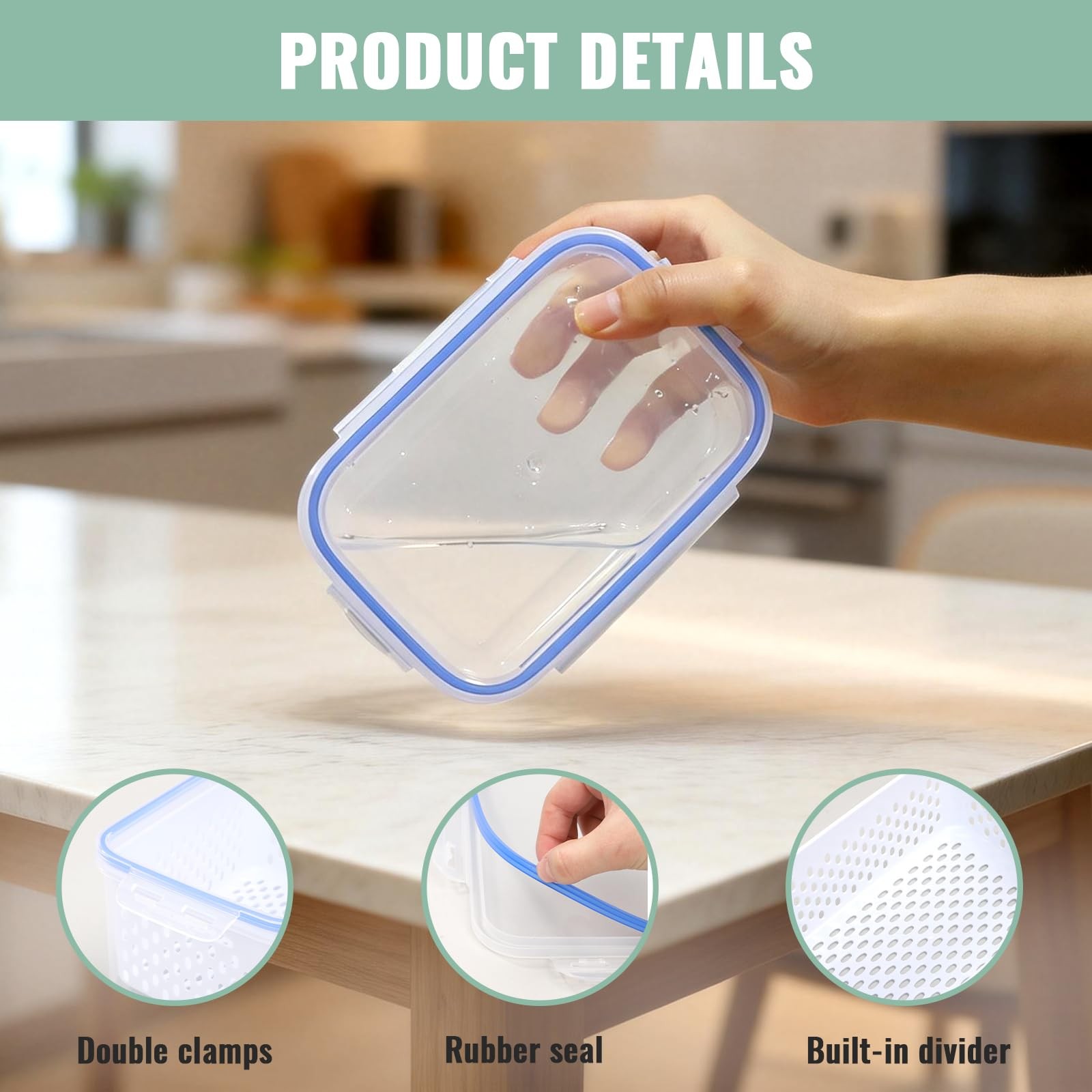 3 PCS Fruit Storage Containers for Fridge Food Berry Storage Container Set wi…