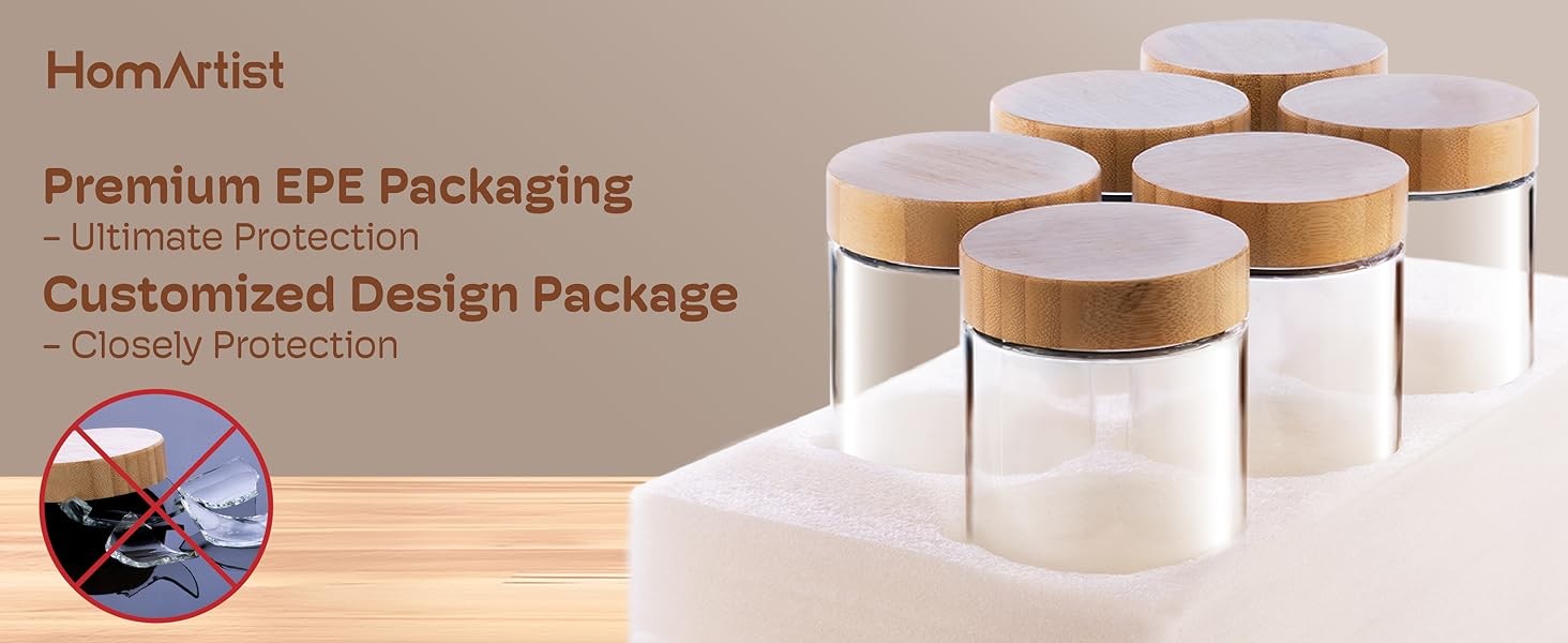 4 pack 16oz Overnight Oats Containers with Bamboo Lids, Glass Jars with Airtight