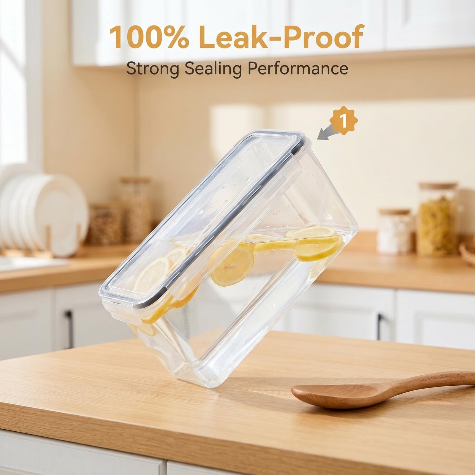 Airtight Food Storage Containers With Lids 8PCS Set 3.2L, Crisper Box, Plastic