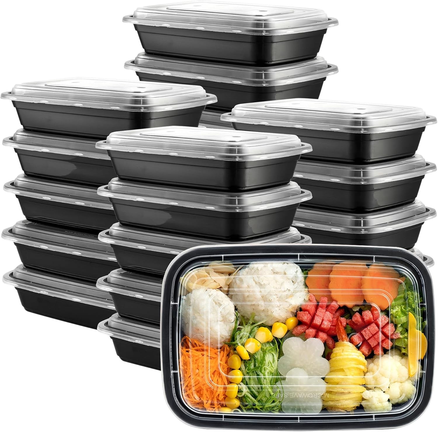 [28 oz 50 Count 2-Compartment Meal Prep Containers W/ Lids – Reusable