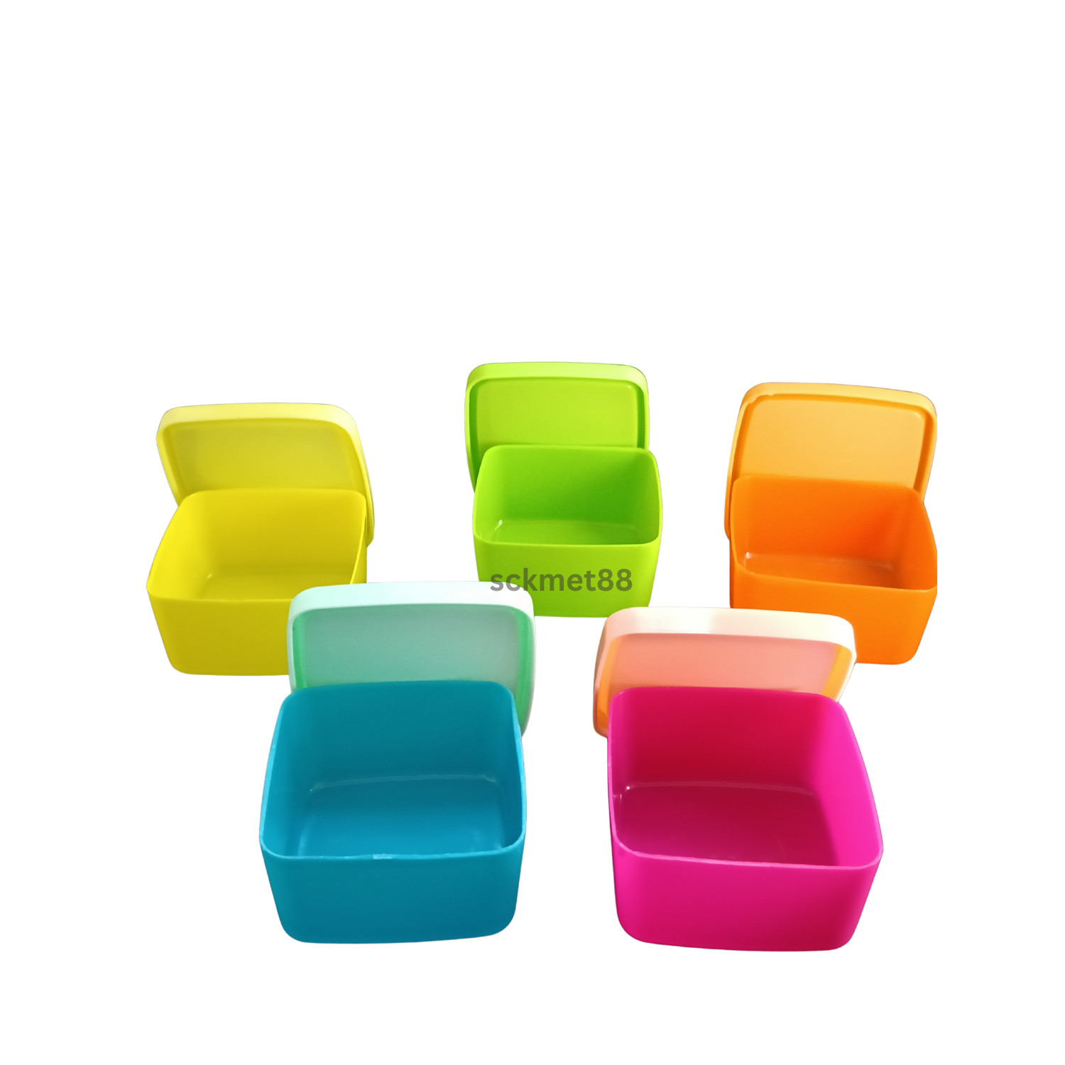 10PCS Square Mini Plastic Food Storage Containers – Colourful (6.5×6.5×3.4cm)