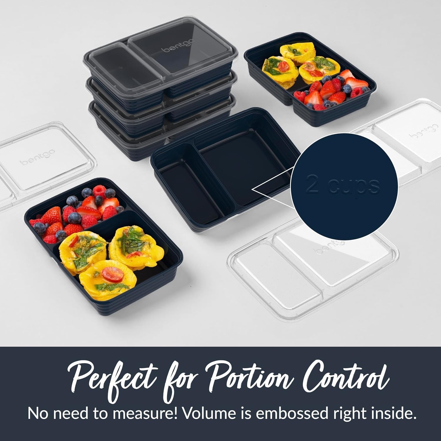 Prep – 20-Piece 2-Compartment Reusable Meal Prep Containers with Lids, PFAS &…