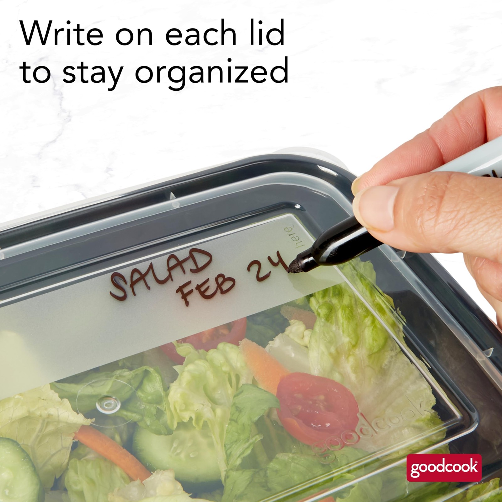 GoodCook Meal Prep Containers, Single Compartment 1 Count (Pack of 1), Black