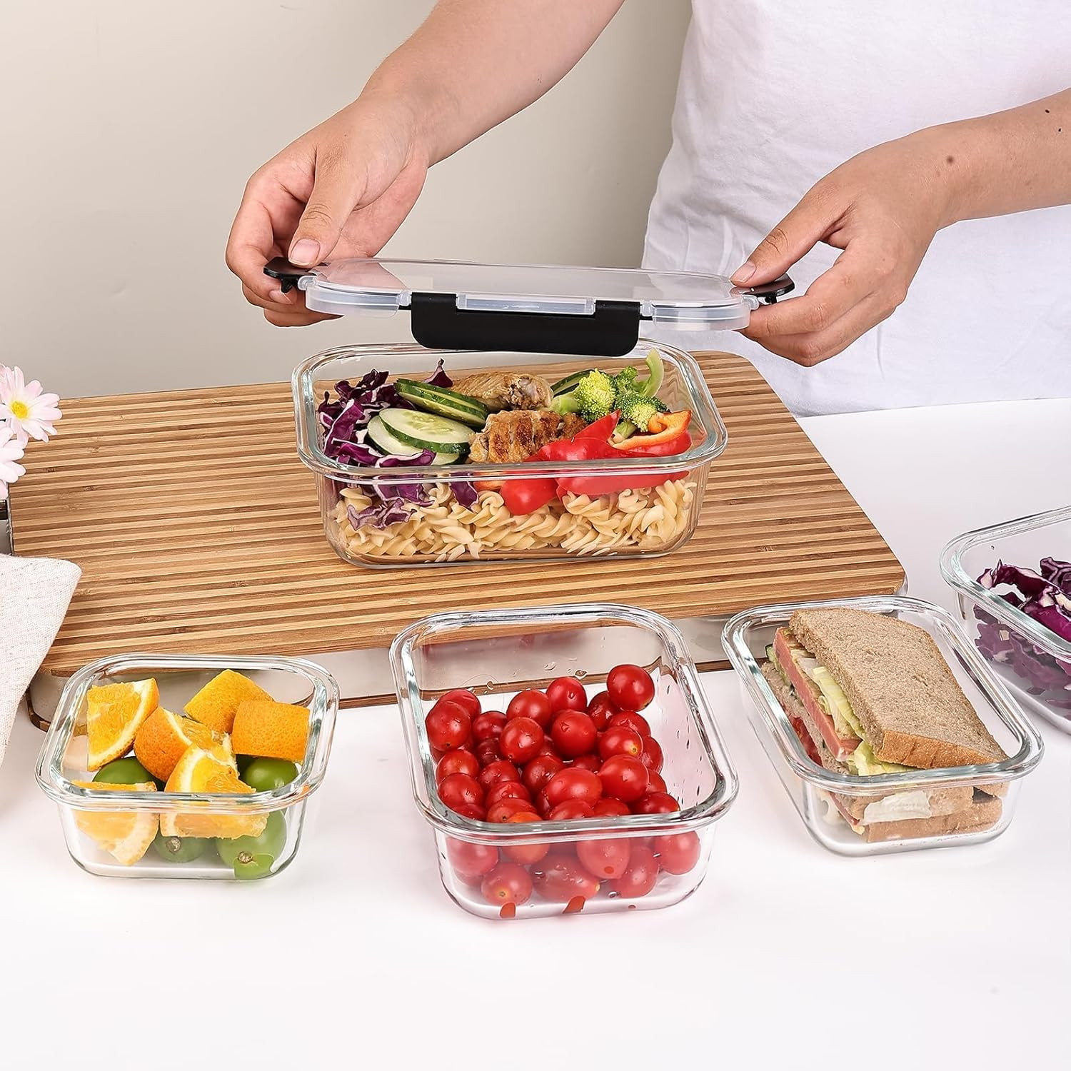 8 Recipientes De Vidrio Con Tapa Para Comida Cocina Envases Topper Contenedores