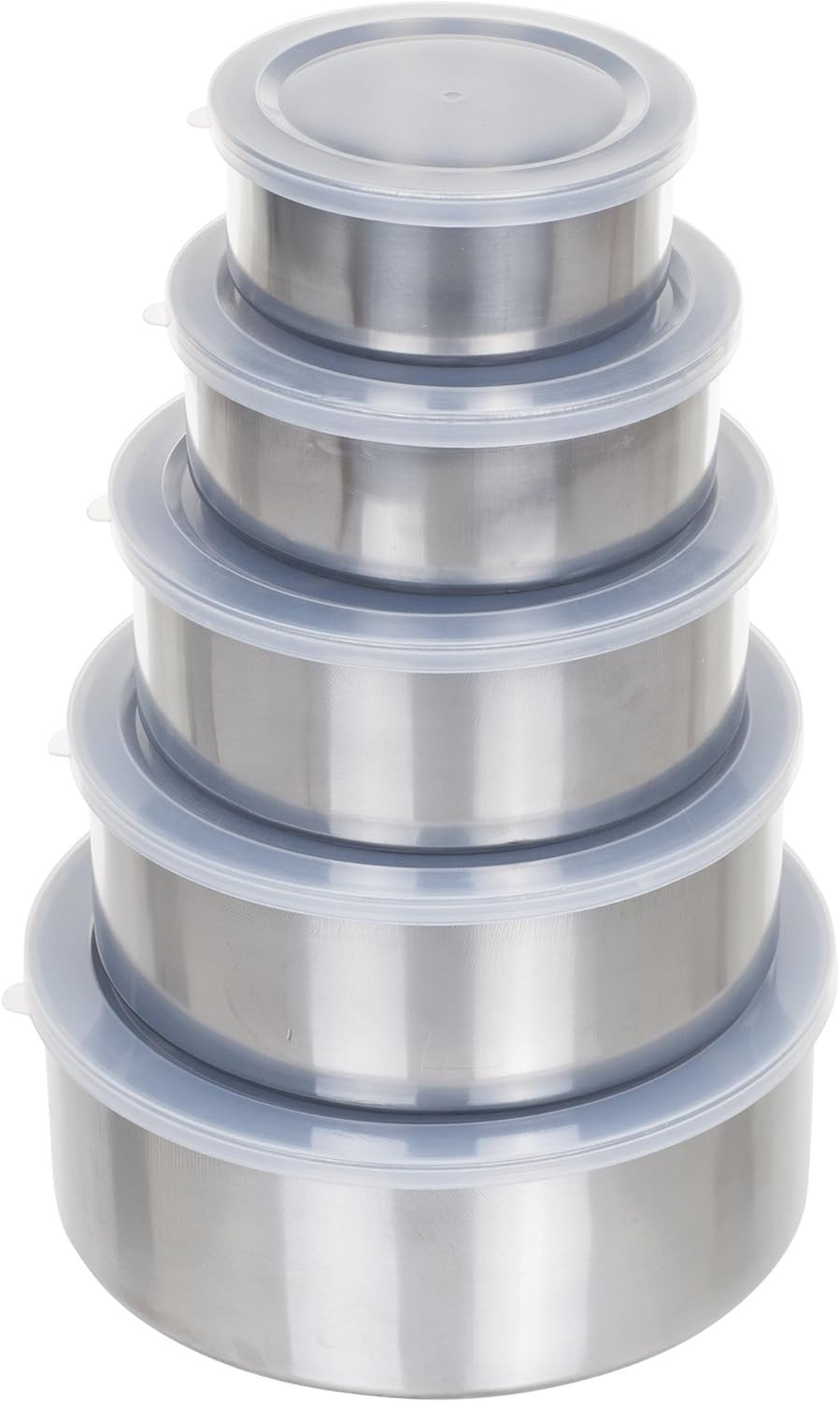 Stainless Steel Food Storage Container Set 5 Graduated Nesting Bowls with Lids
