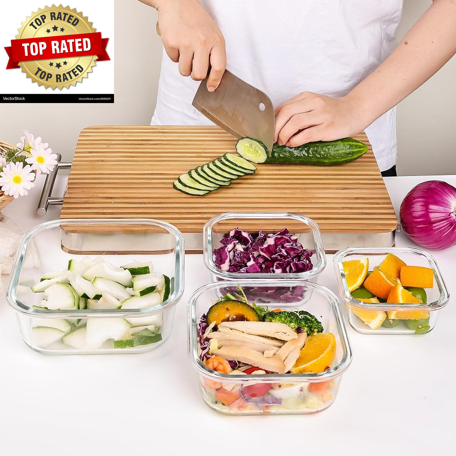 8 Pack Glass Food Storage Containers with Lids, Meal Prep Containers