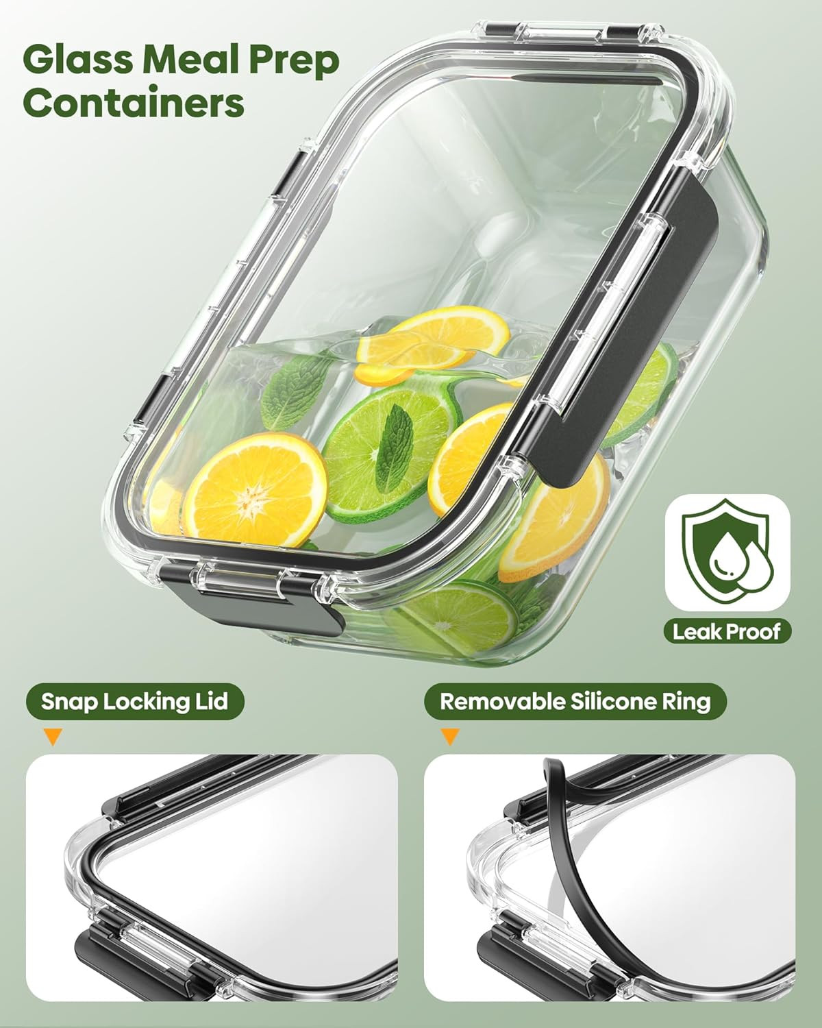 40 PCS Glass Food Storage Containers with Lids(20 Container & 20 Lid), Borosilic