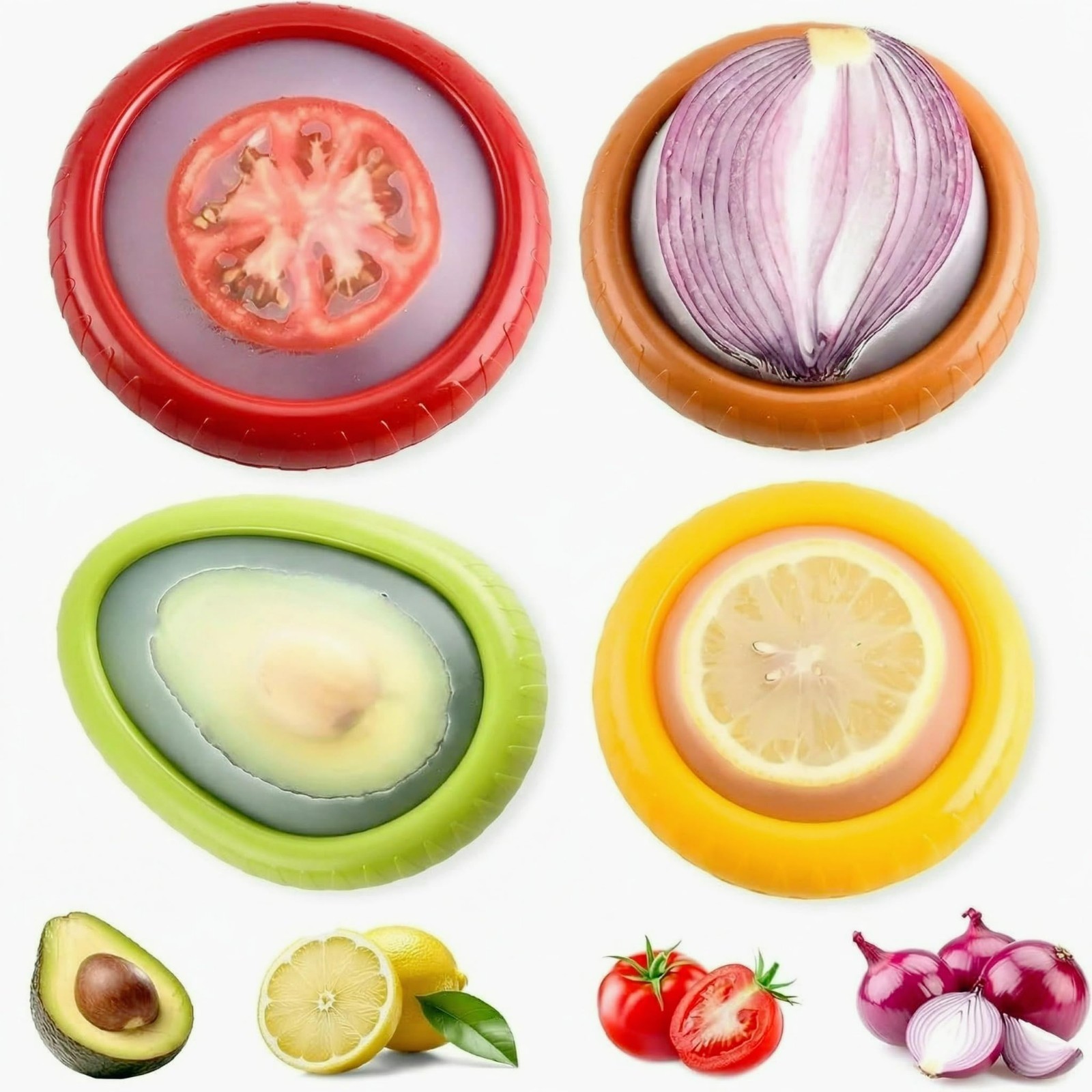 Avocado Saver and Onions Storage – Set of 4 Reusable Storage Containers for F…