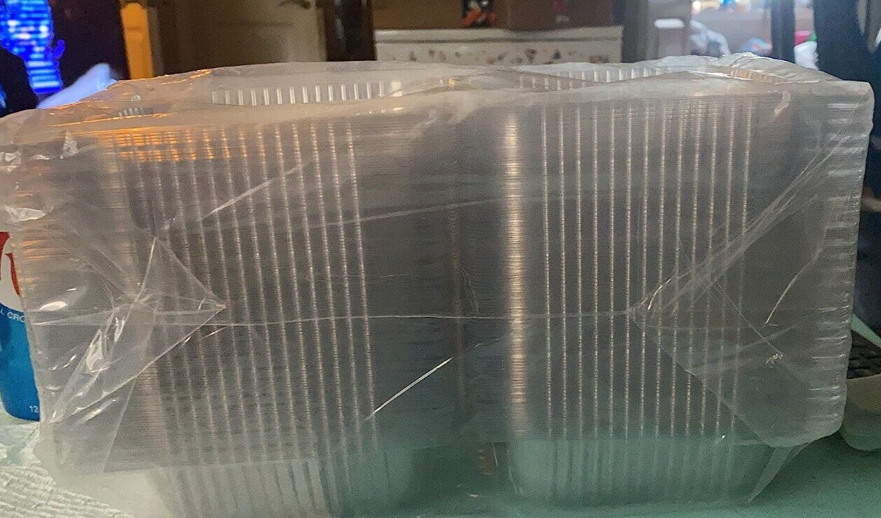 100 Pack Clear Plastic Take Out Container,Square Hinged Food Container,Dessert C