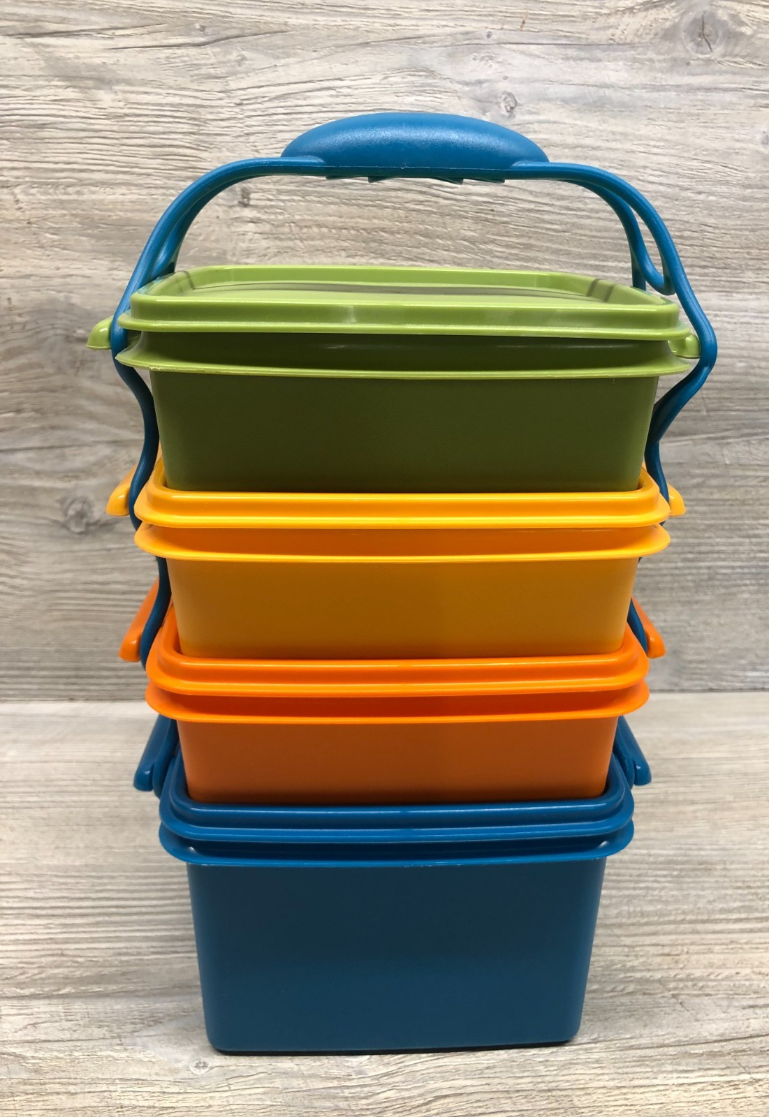 New Tupperware Lunch & Sandwich Keeper 9 pc. Set w/Strap 1674 1362 MultiColor