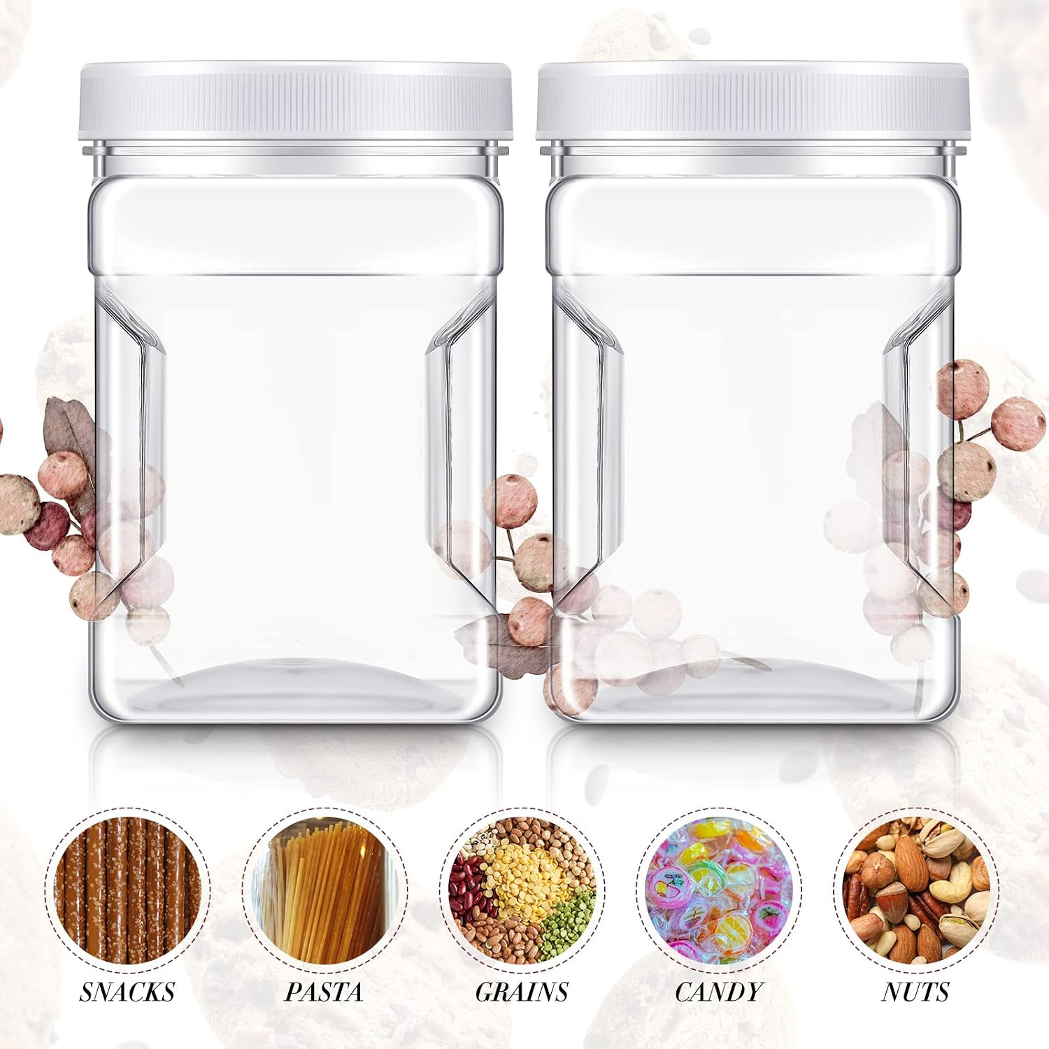 12 Pcs 27 Oz Plastic Storage Jars with Lids, Clear Wide Mouth Square Plastic Mas