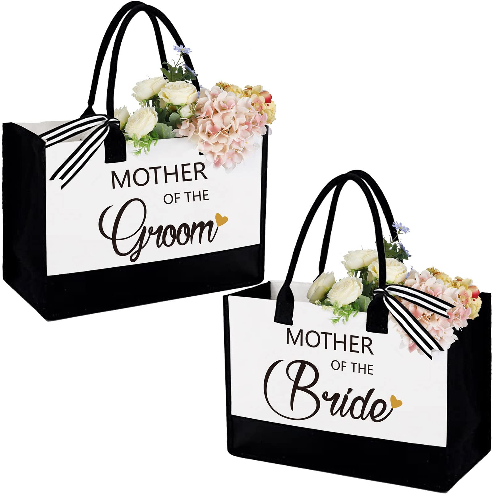 Aoriher 2 Pcs Mother Of Bride And Groom Gift Set Canvas Tote Bag Bridal Shower