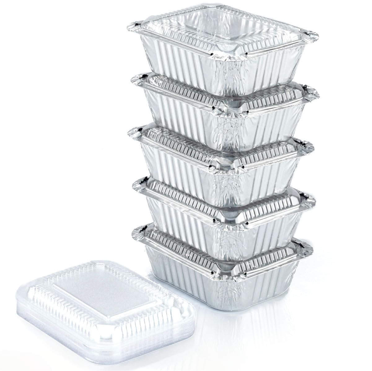 55 Pack 1 Lb Aluminum Pans With Lids Disposable Baking Foil Containers Takeout