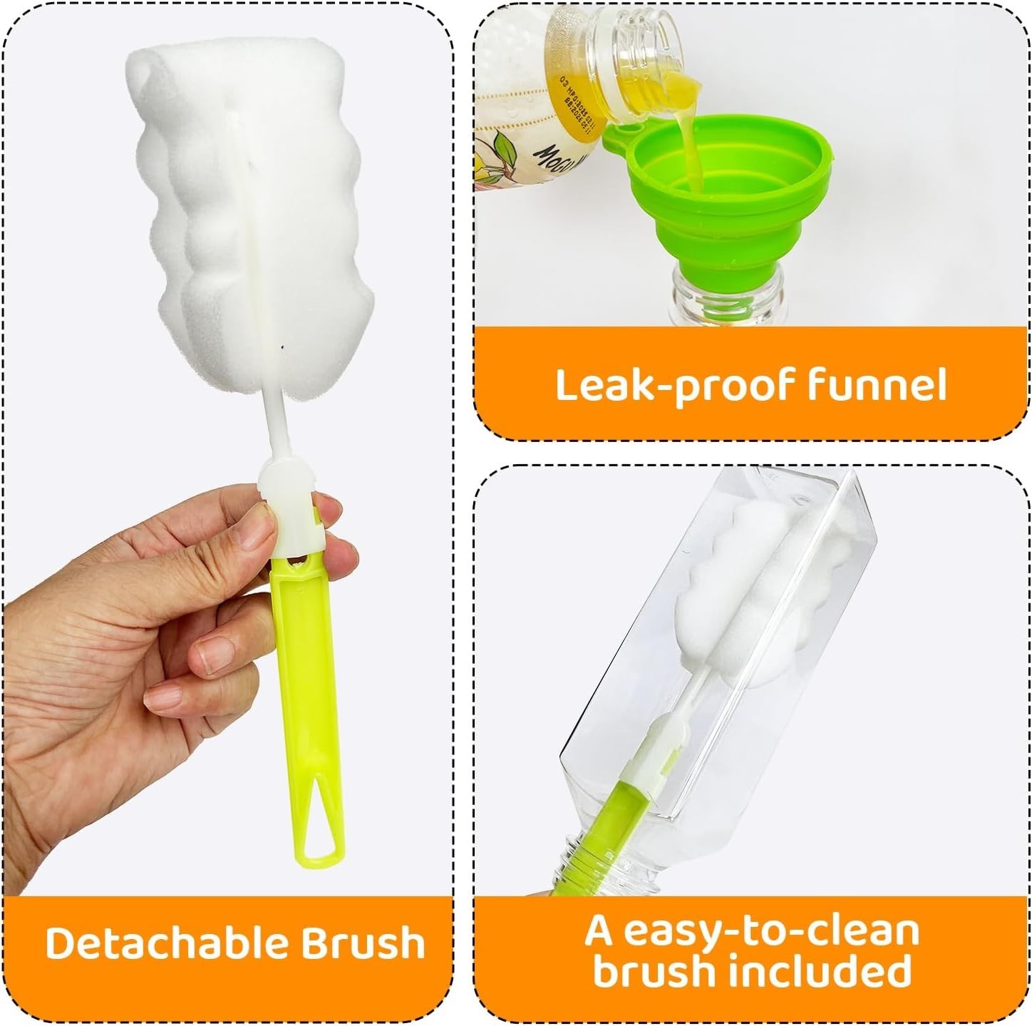 100PCS 16oz Plastic Juice Bottles with Lids Clear Reusable Beverage Set
