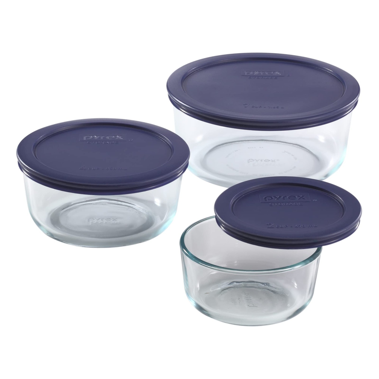 Pyrex Simply Store (3-Pack) Glass Food Storage Containers Set, (2, 4 &