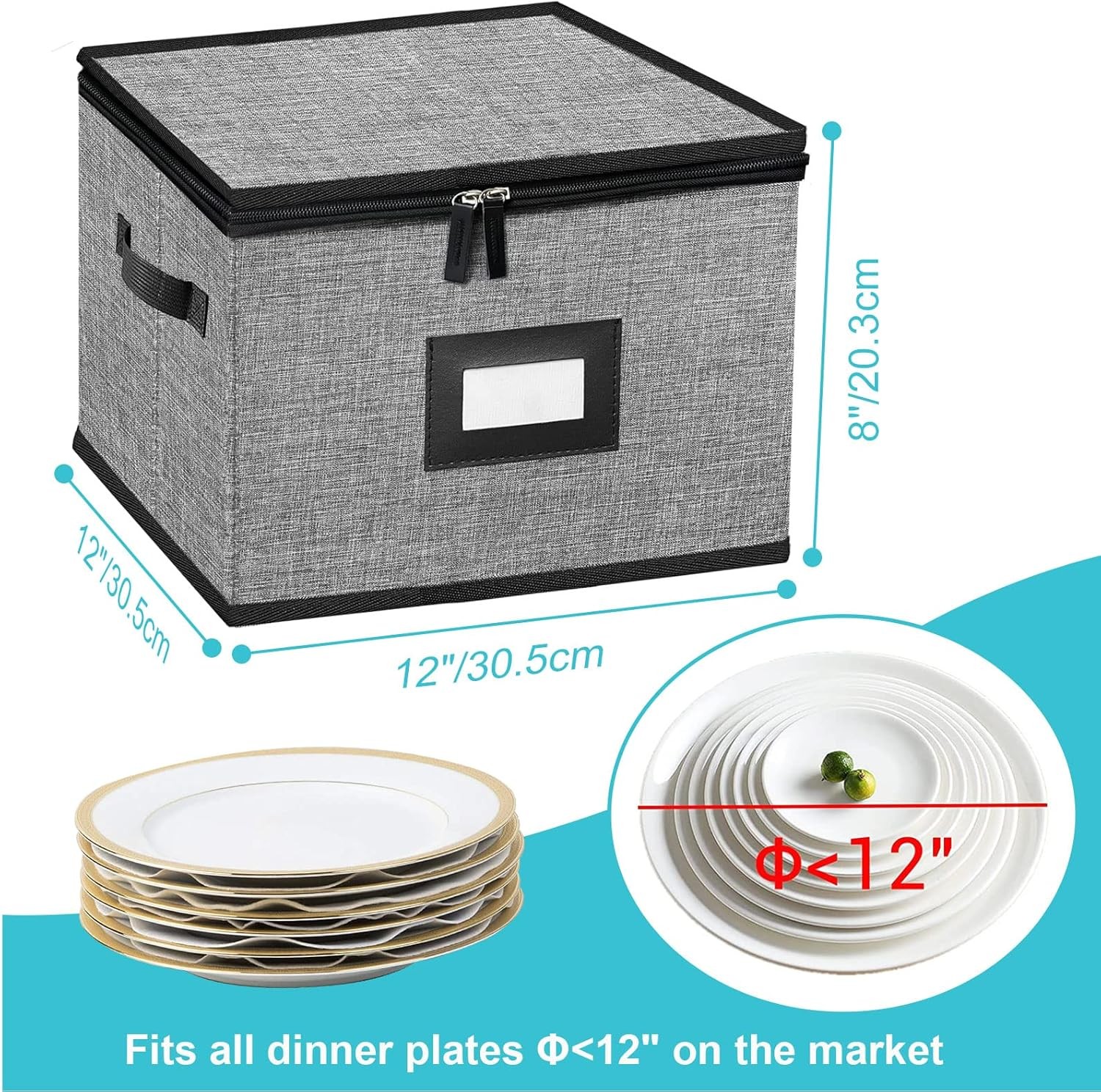 China Storage Containers-Quilted Dish 12in*12in*8in, Dark Grey