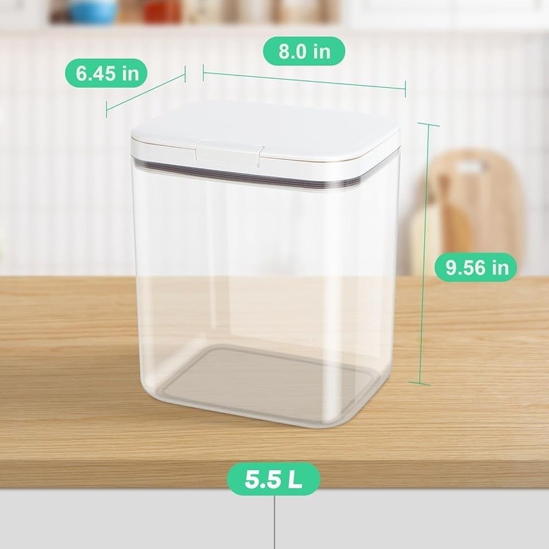 Flip Top Airtight Food Storage Containers Rice Flour Snacks 5.5L 11lb Capacity
