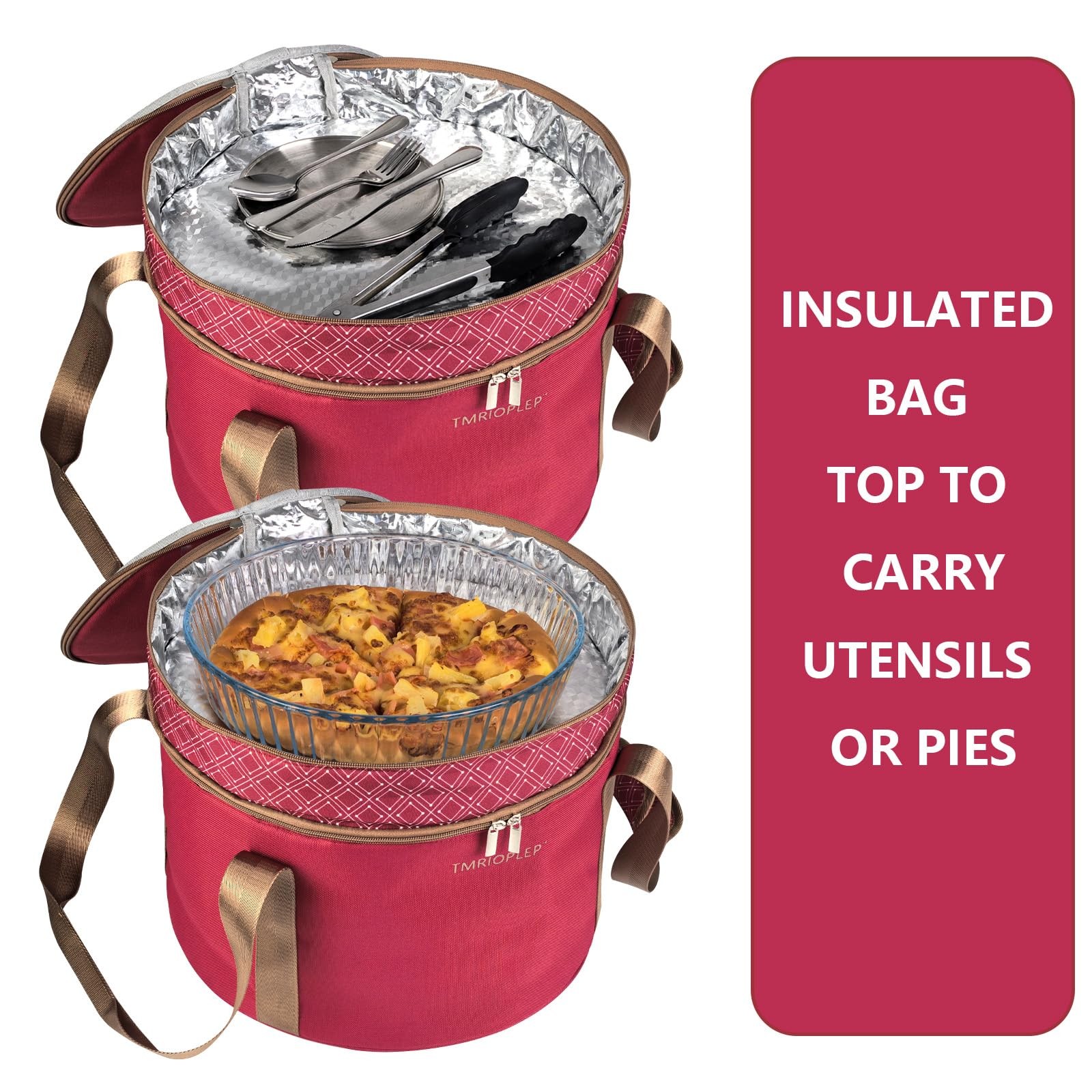 2 Pack Pie Carrier with Lids and Handles, Loadable Cupcake or Pizza Storage C…
