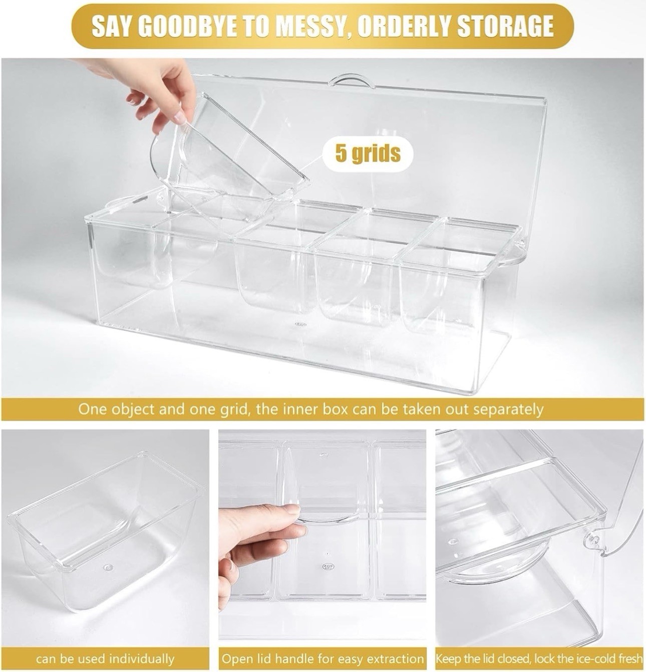 Condiment Tray with Stainless Steel 5 Spoons, 5 Forks and 1 Clip