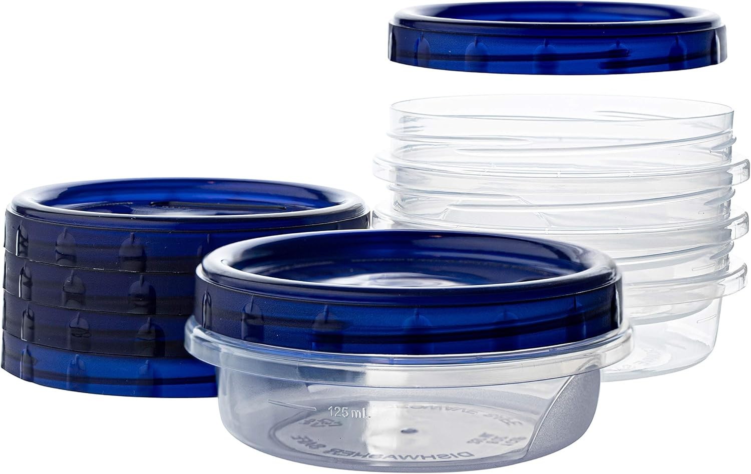 Twist Top Deli Containers – Clear Bottom, Blue Lids