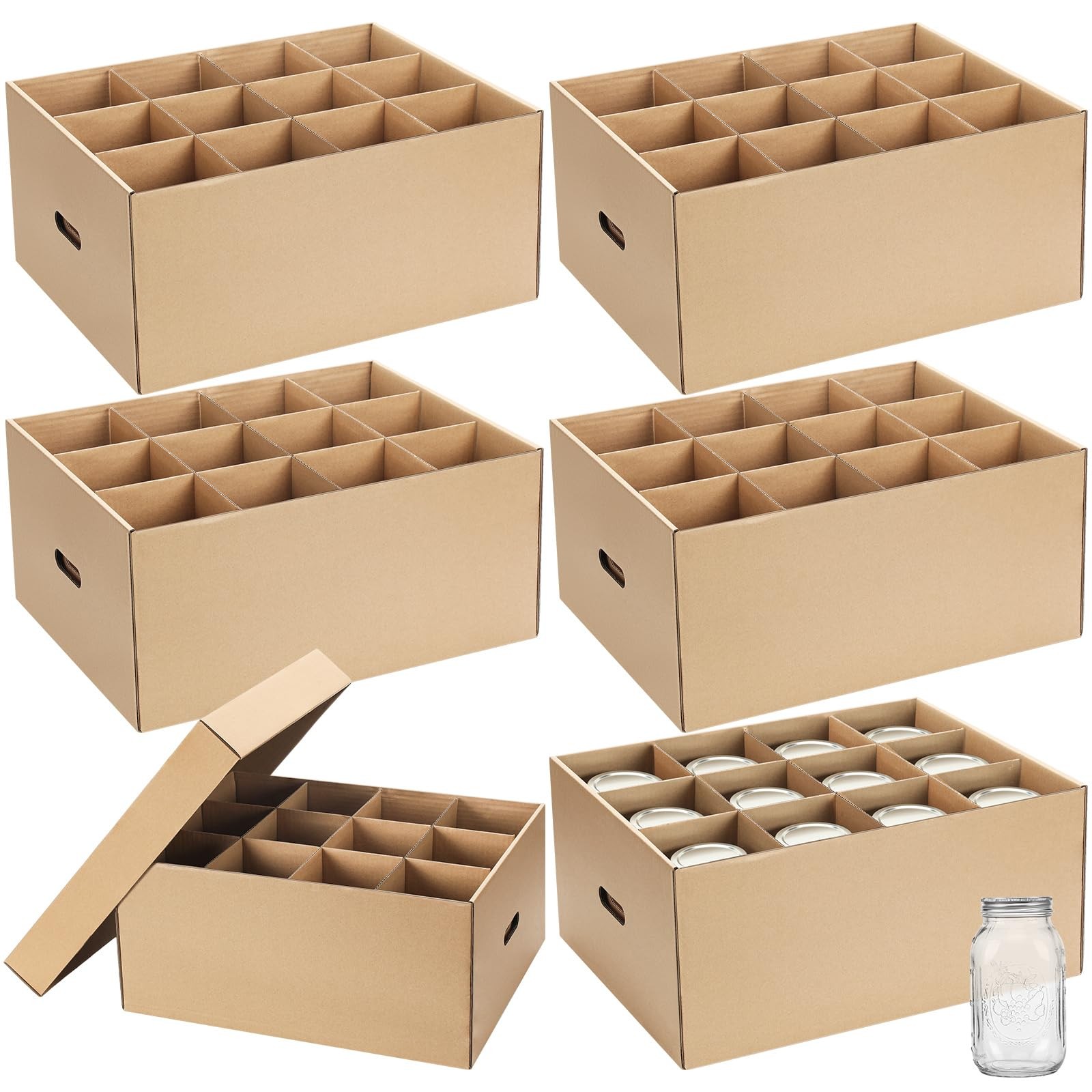 Menkxi 6 Pieces Mason Jar Storage Boxes 32 oz Canning Boxes with Handles and