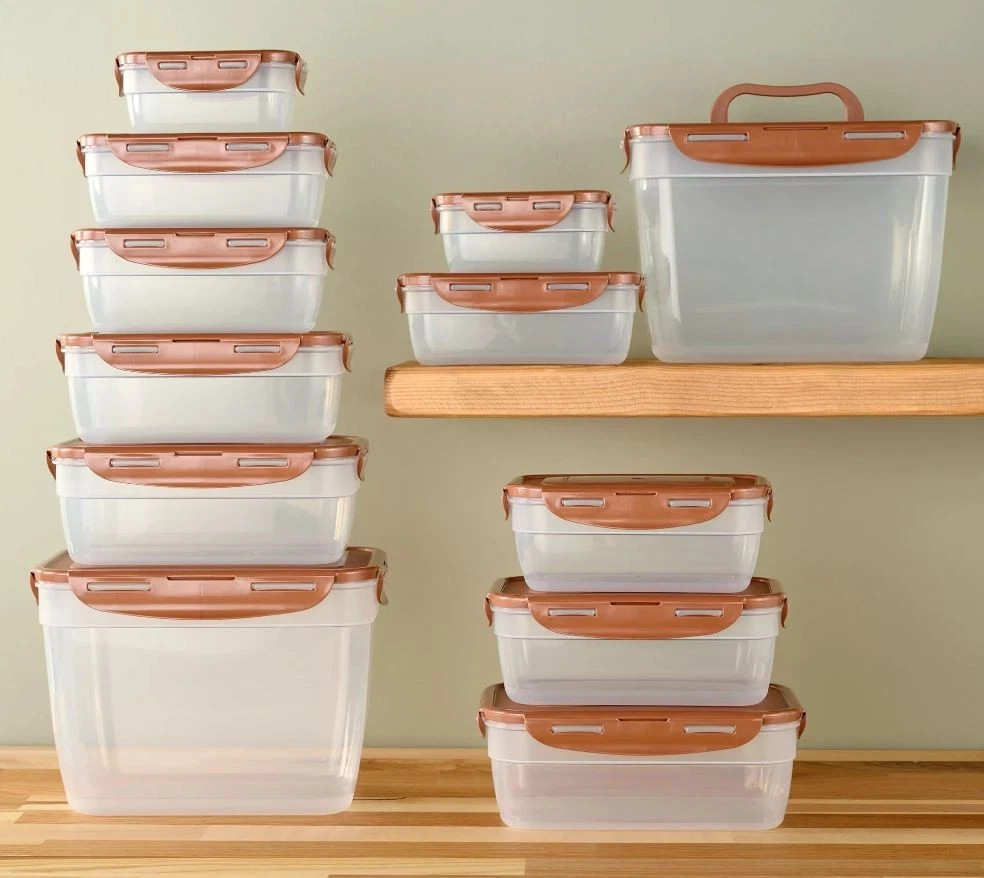 New LocknLock 12-Pc Nestable Rectangle Storage Set 2 Handle Lids K313878 Green