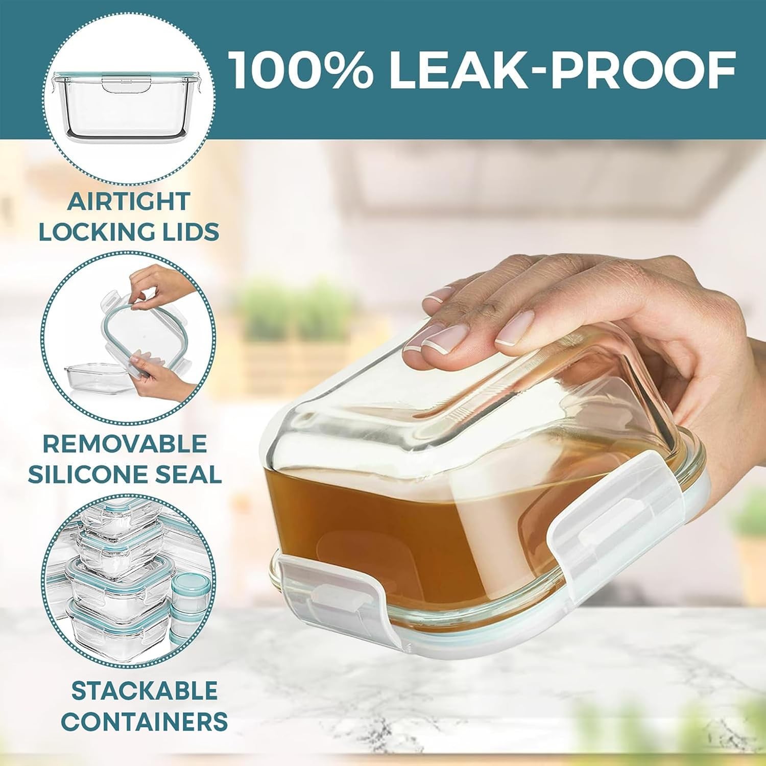 35 Pc Set Glass Food Storage Containers with Lids – Meal Prep Airtight Bento Box