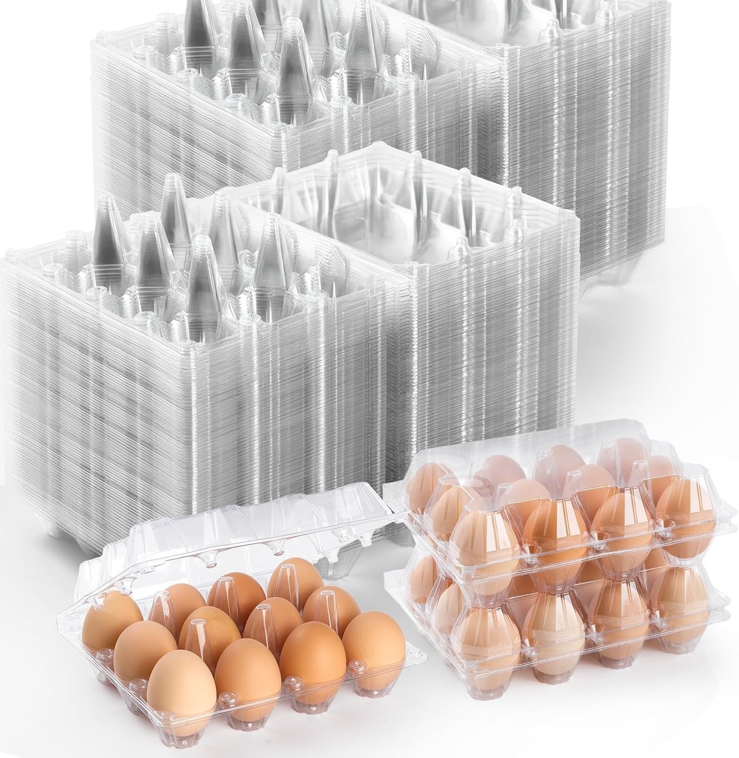 100 Pack 12 Count Plastic Egg Cartons Bulk Cheap Clear Reusable Egg Containers