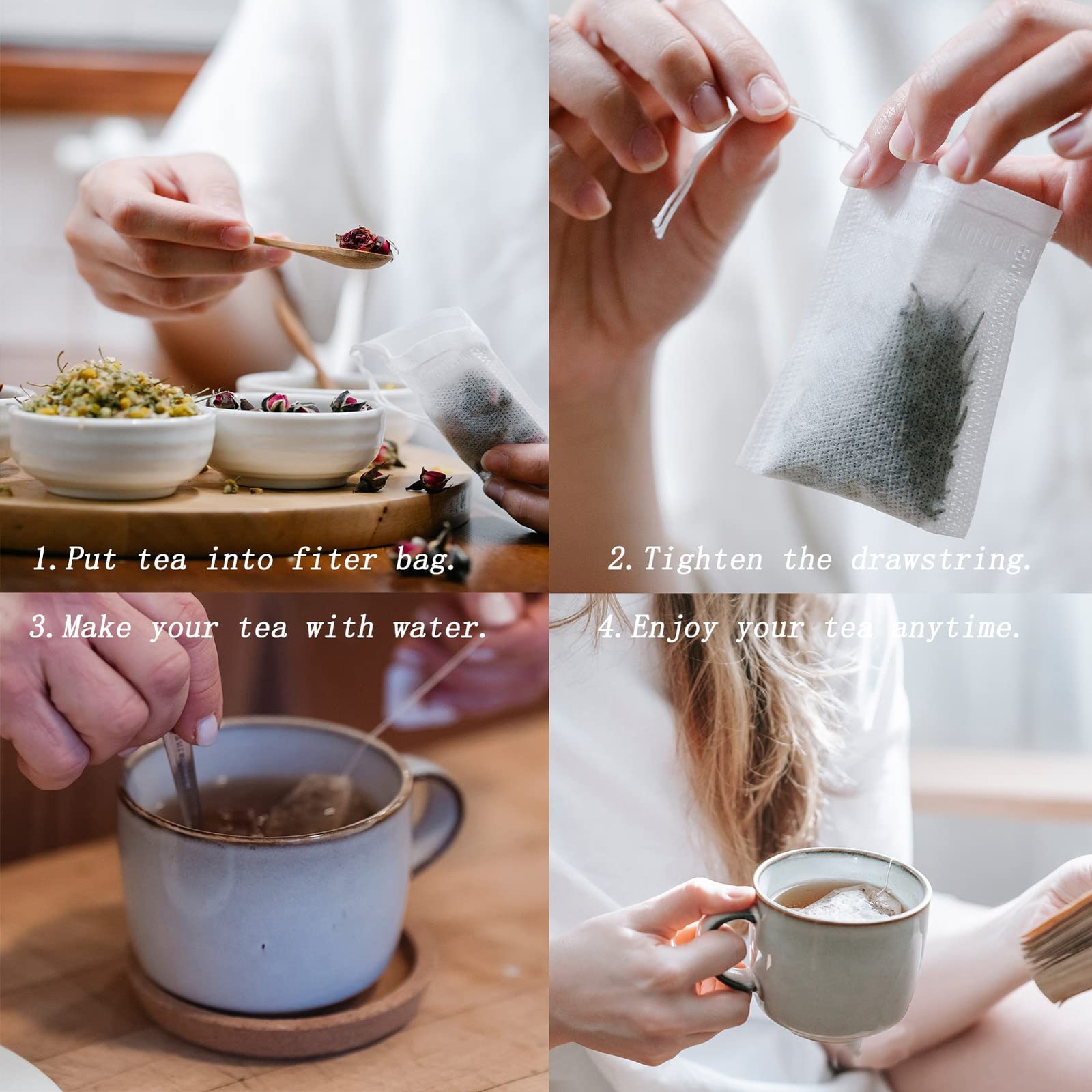 400pcs Tea Bags for Loose Leaf Empty Leaf, 2.95”, Natural