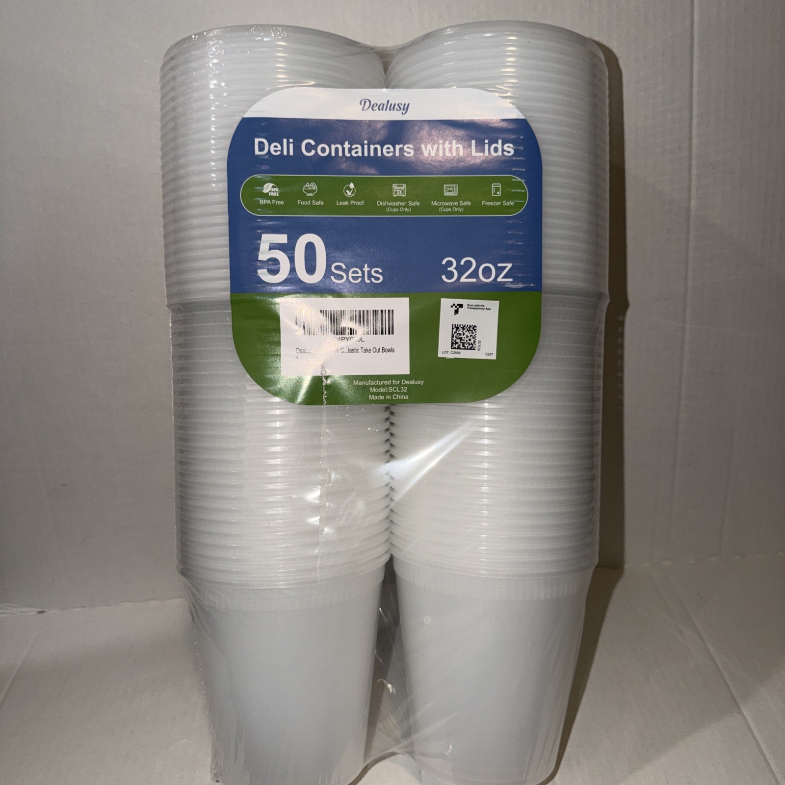 Dealusy 50 Set 32 oz Deli Containers with Lids, Leak-Proof BPA Free-12