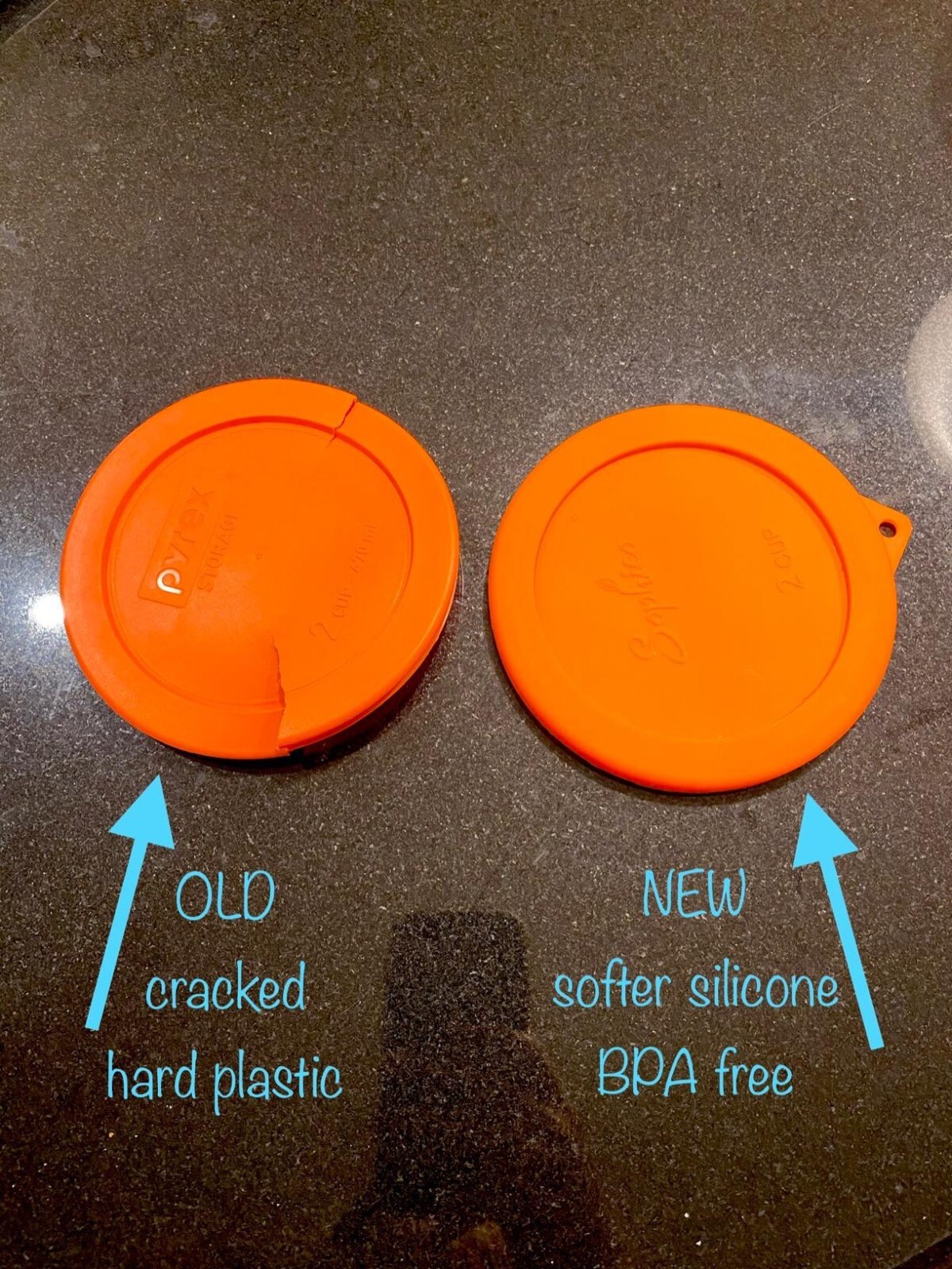2 Cup Round Silicone Storage Cover Lids Replacement for Anchor Hocking and Pyrex