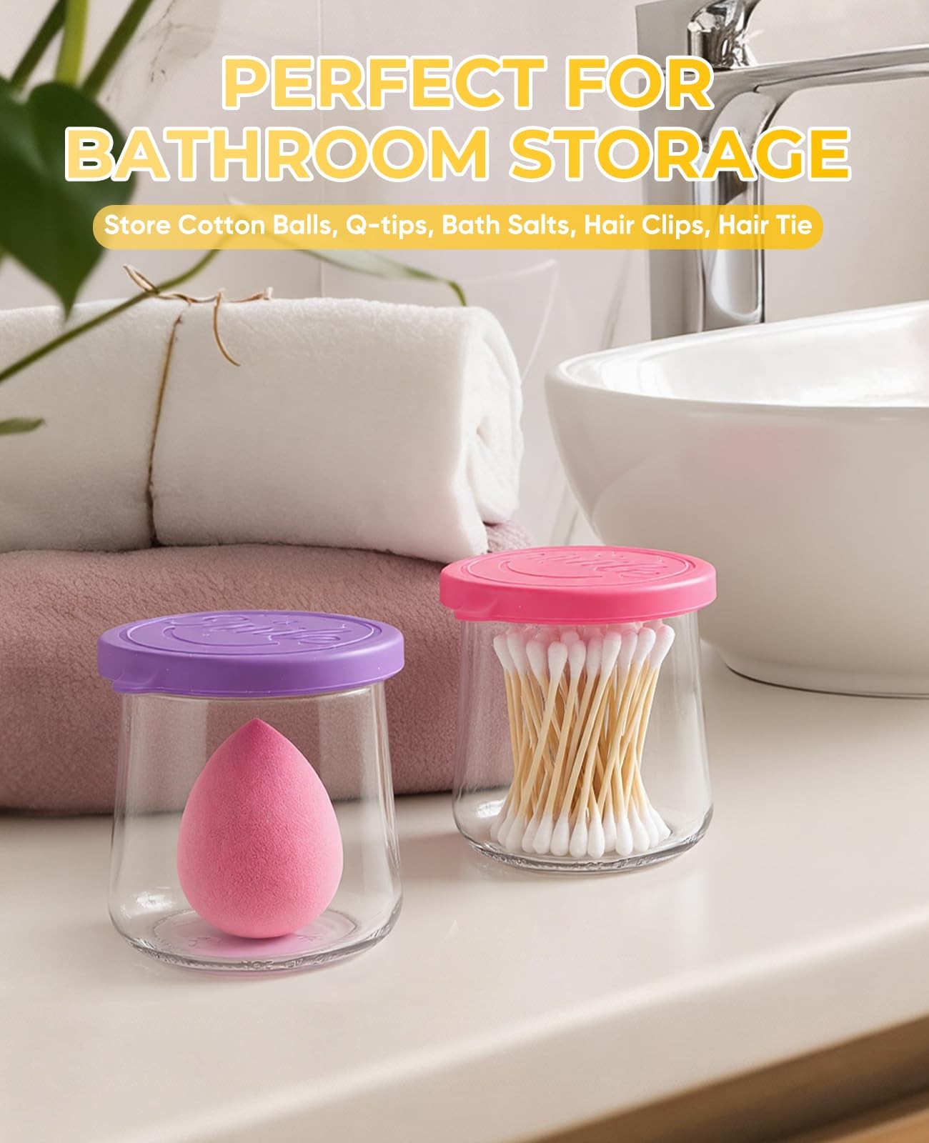 12 Silicone Yogurt Jar Lids Reusable Leak Proof Food Grade Covers Oui Glass Jars