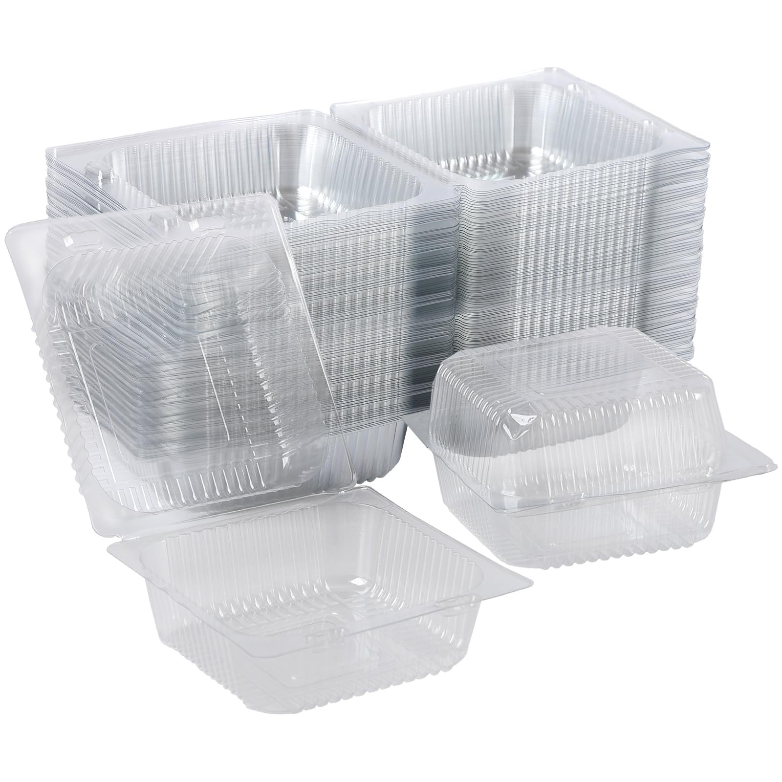 50 Pack 4 X 4 Inch Clamshell Takeout Trayclear Hinged Plastic Containersclamshel