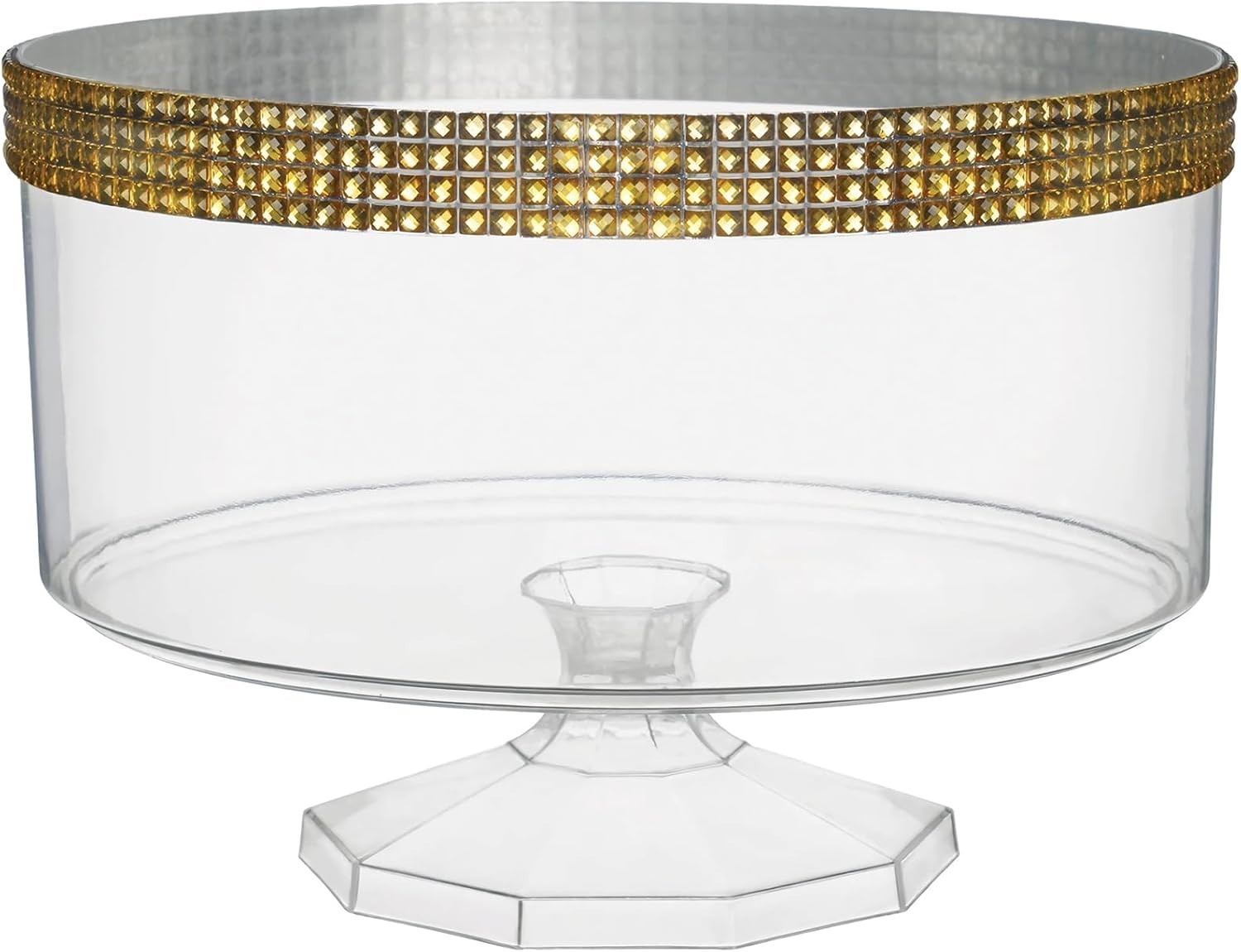 Dazzling Small Clear Trifle Bowl with Gold Gems – 5.875″ for Special Occasions