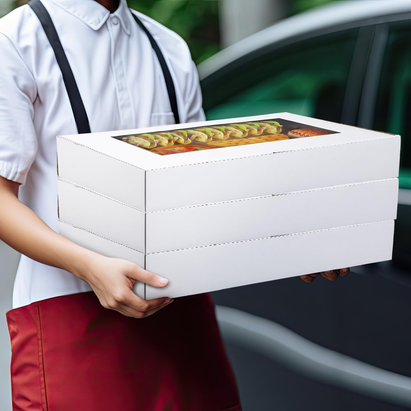 10 Pack Catering Corrugated Box 21 x 13 x 3 Inch Food Delivery Container Full…