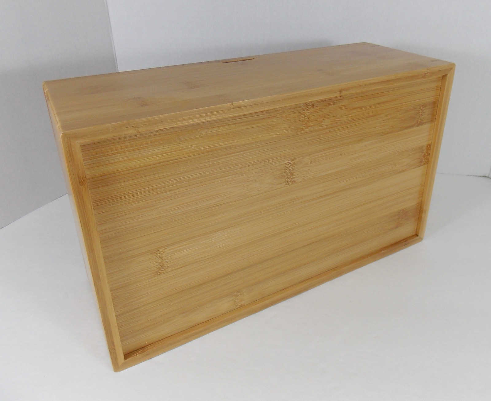 Bamboo Box Divided Tea Caddy Hinged Clear Lid