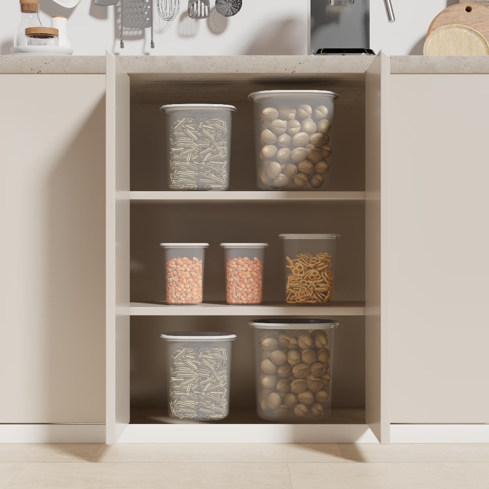 8-Piece Plastic Pantry Food Storage Container Set, Kitchen Pantry