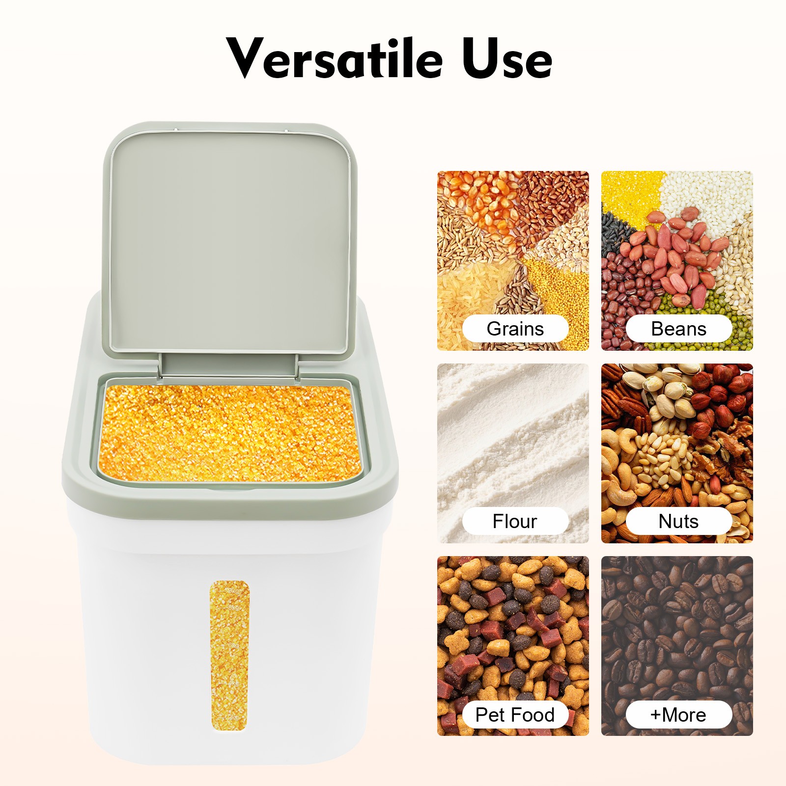 10kg Large Rice Storage Container Food Flour Airtight Box Rice Dispenser W/Cup