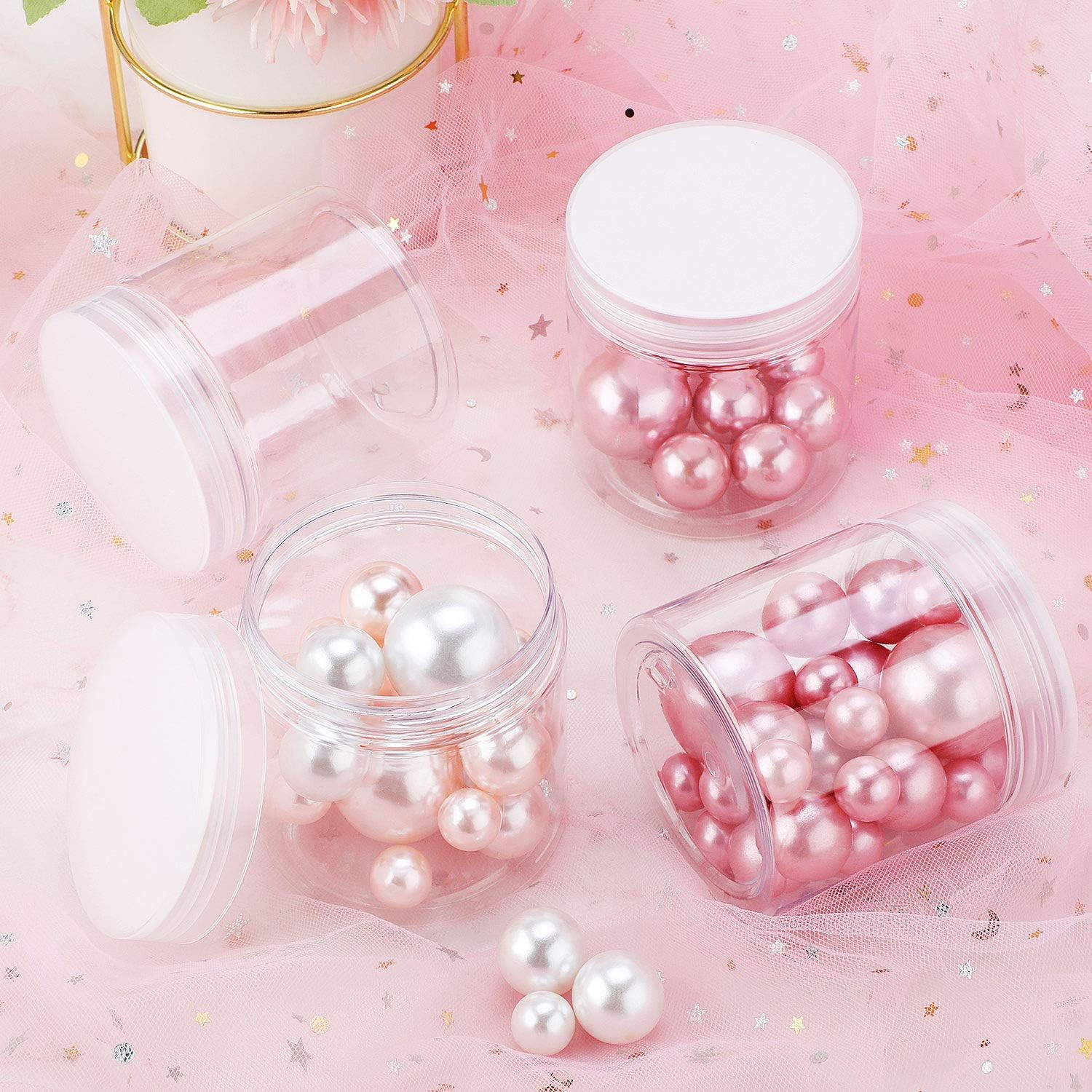 6 Pack 8 oz Plastic Jars Containers with Lids Wide-mouth Refillable Leakproof…