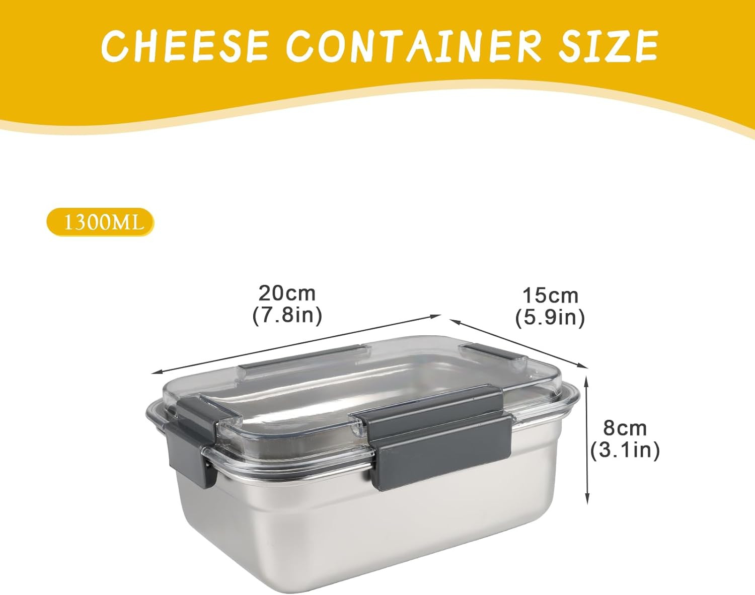 Cheese Container for Refrigerator,Cheese Stainless Steel Container with Lids,Del