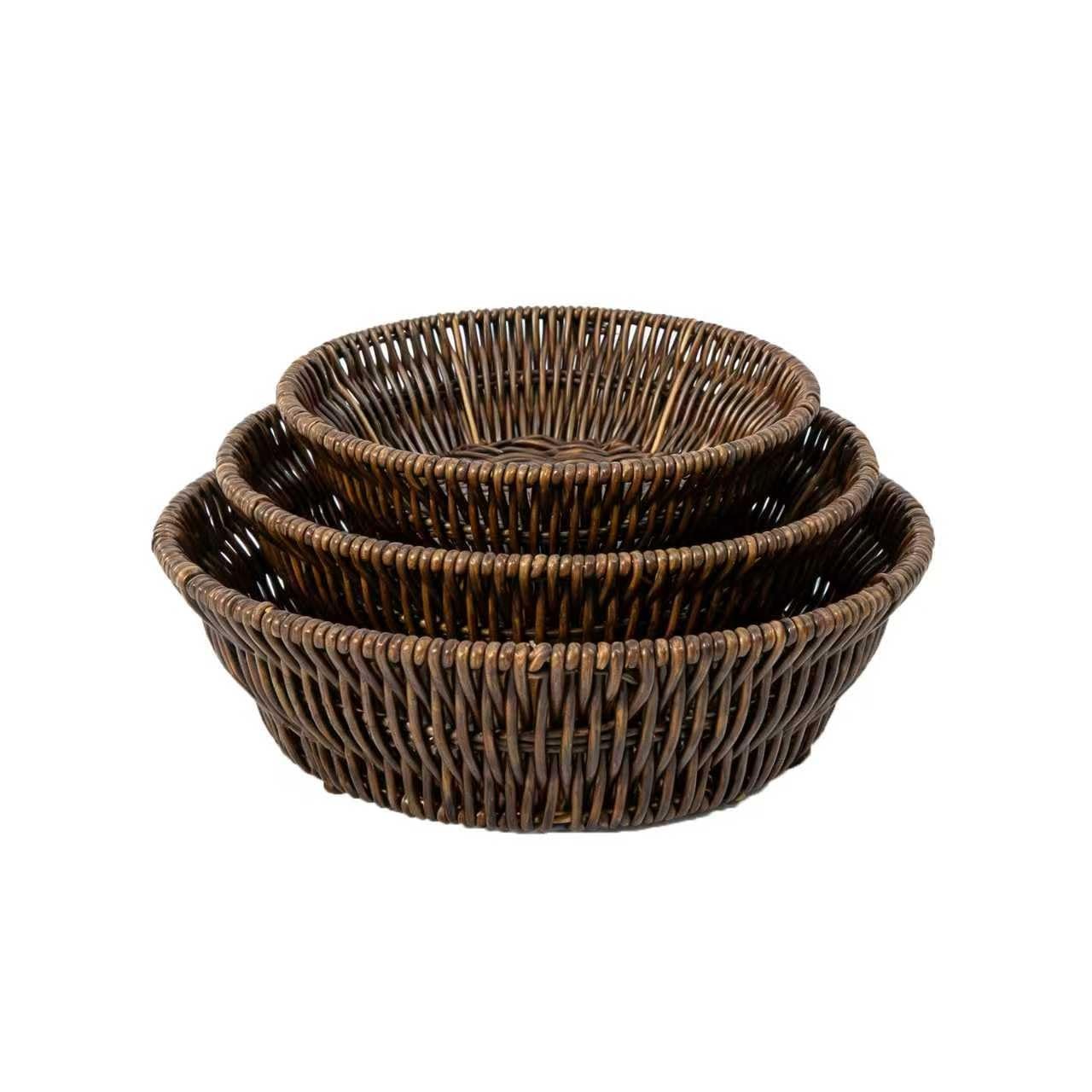 BWZYdy 3 Pack Multi-Shape Poly Wicker Serving Baskets, Imitation Rattan Trays…