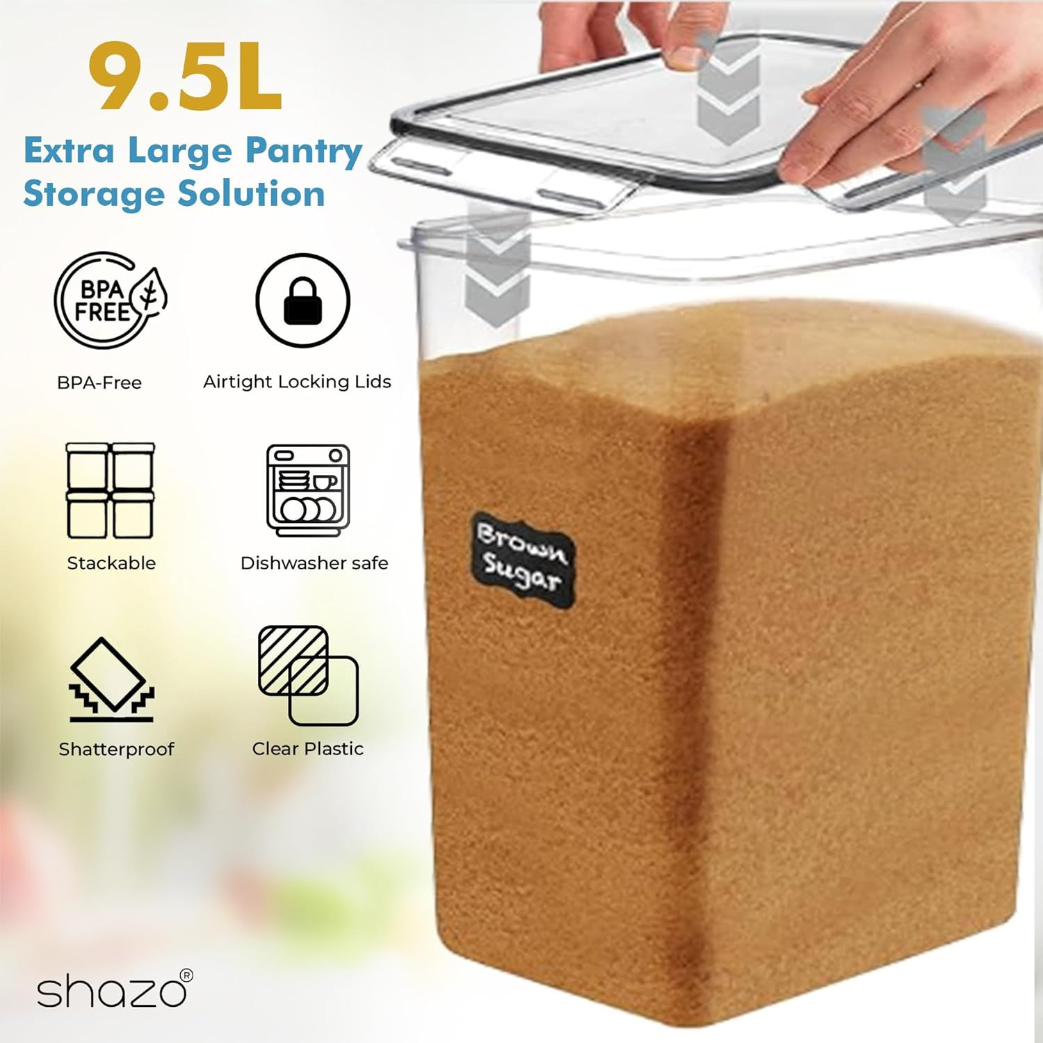2 PC (9.5L | 321 Oz) Extra Large Bulk Food Storage Containers with Airtight Lids