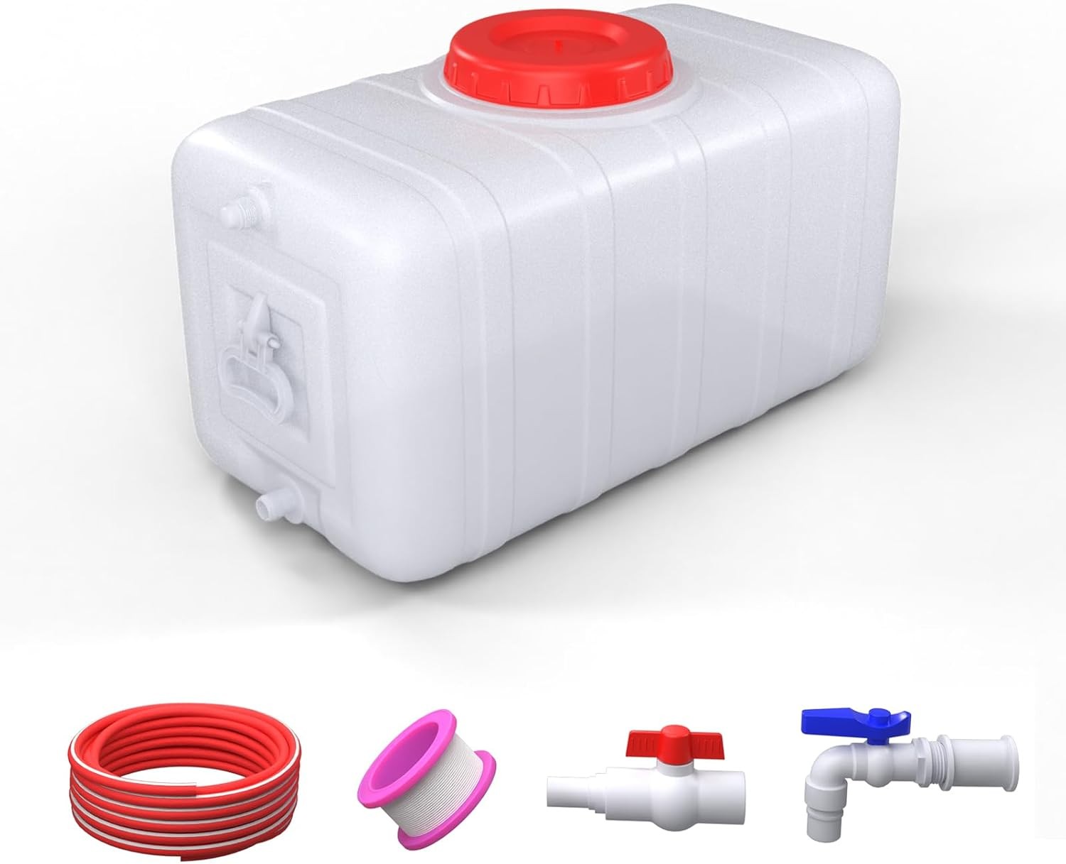13Gallon/50L Water Storage Tank with Spigot,3m Hose and Control Valve, Large