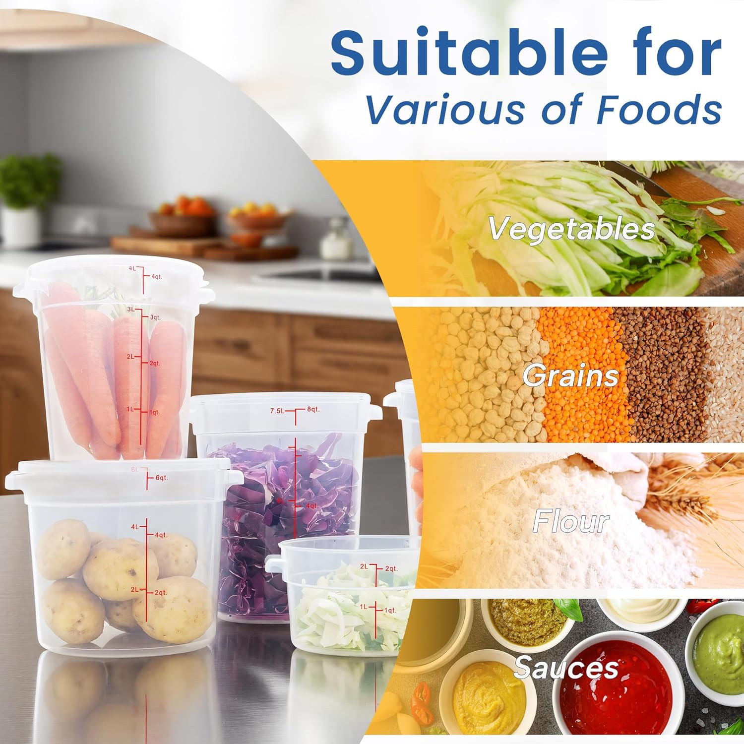 BPA-Free 18QT Round Food Storage Containers – 4 Pack with Lids & Labels